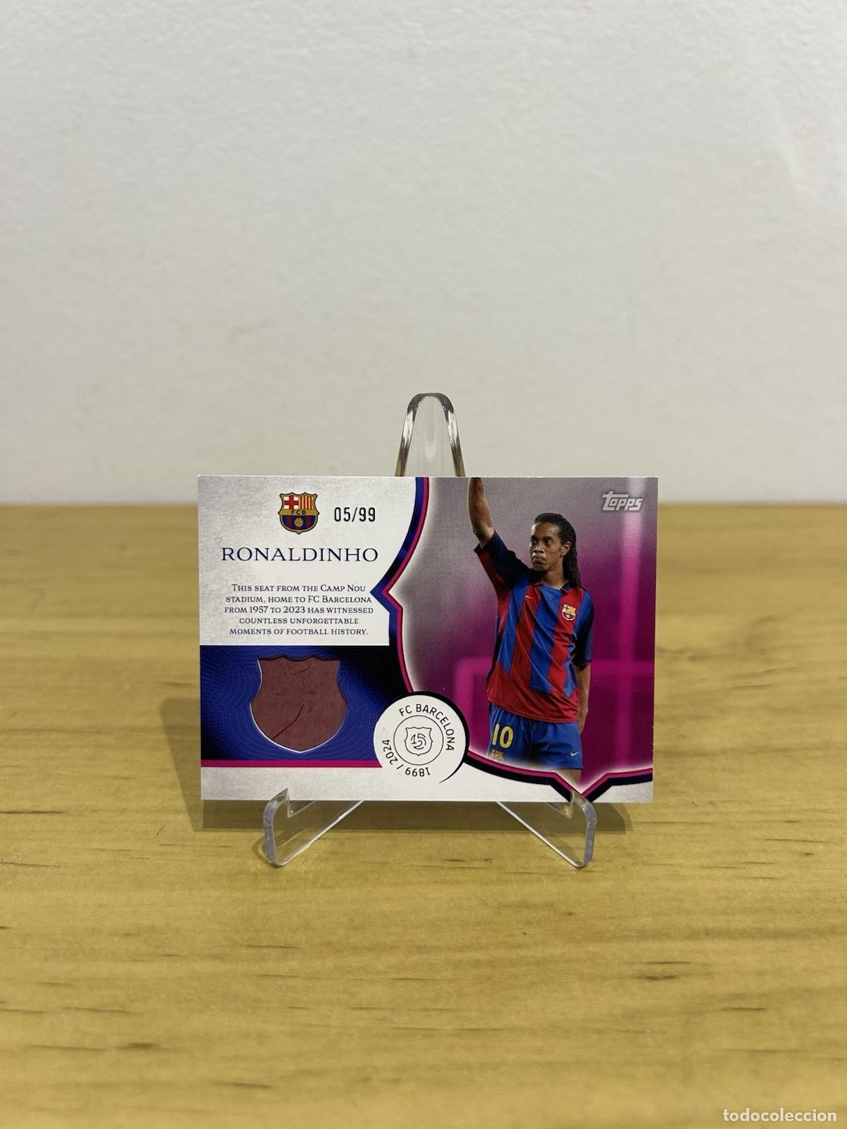 Cromos de f&uacute;tbol: Ronaldinho Camp Nou Seat Relic 05/99 &ndash; Topps FC Barcelona 125 Aniversario