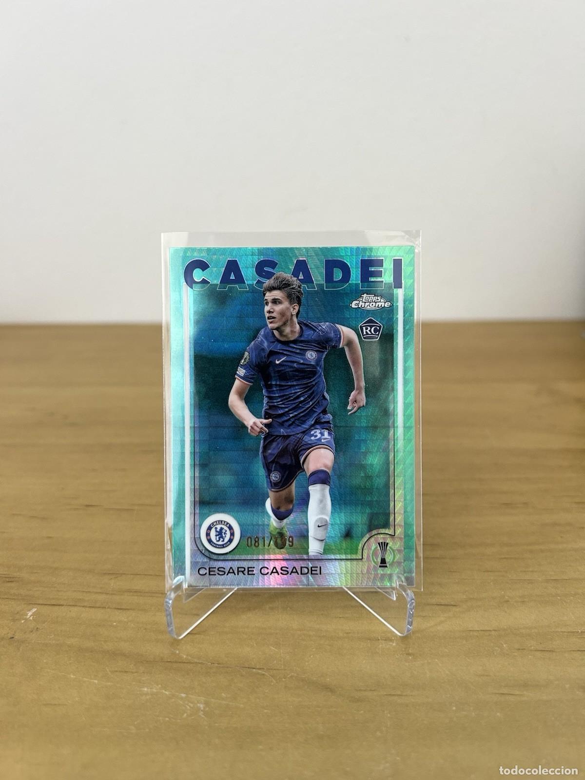 Cromos de f&uacute;tbol: Cesare Casadei Rookie Aqua Prism /199 &ndash; Topps Chrome UEFA 2024-25 Chelsea