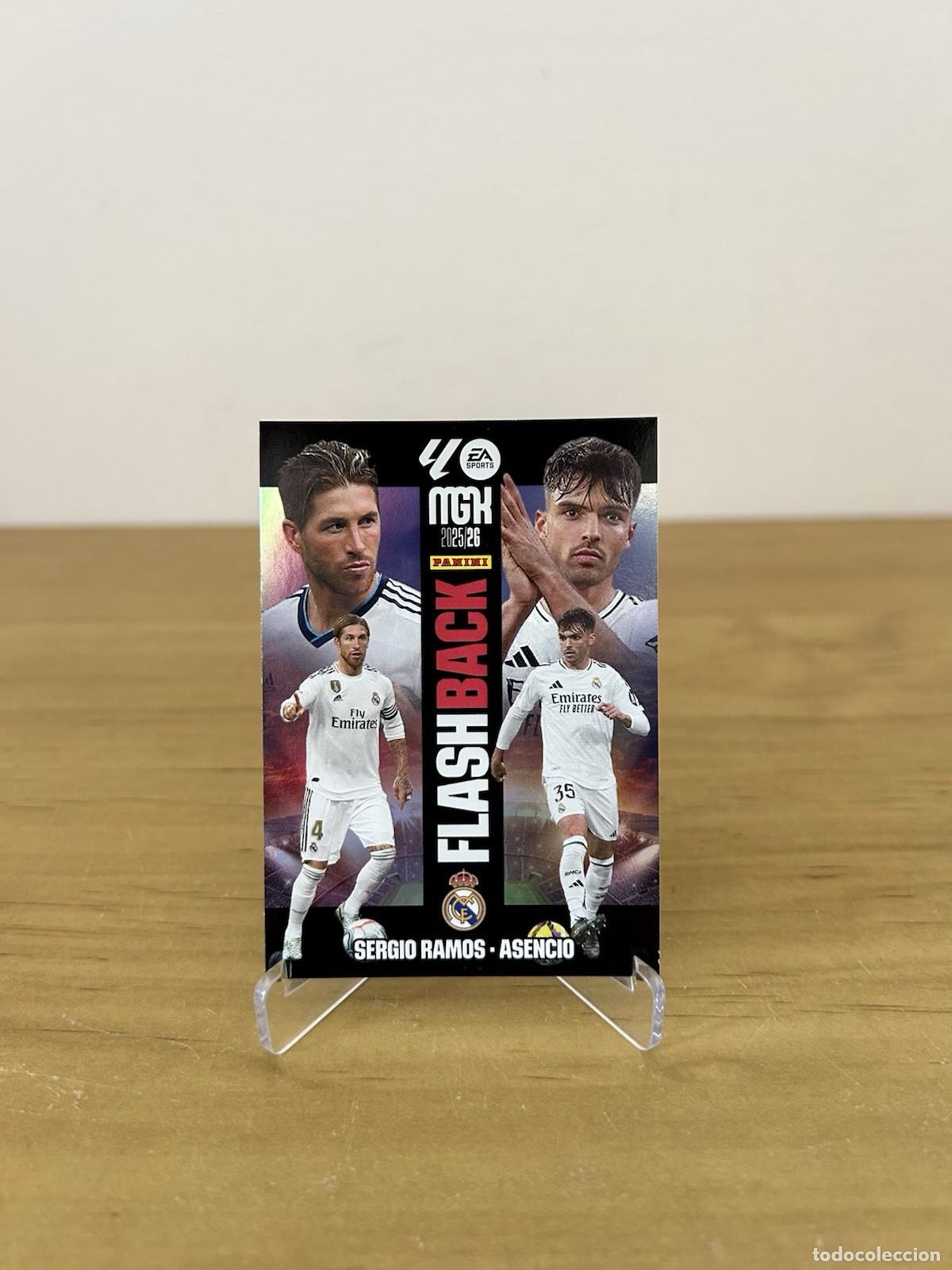 Cromos de f&uacute;tbol: Sergio Ramos y Asencio Flashback &ndash; Megacracks LaLiga 2025-26 Real Madrid