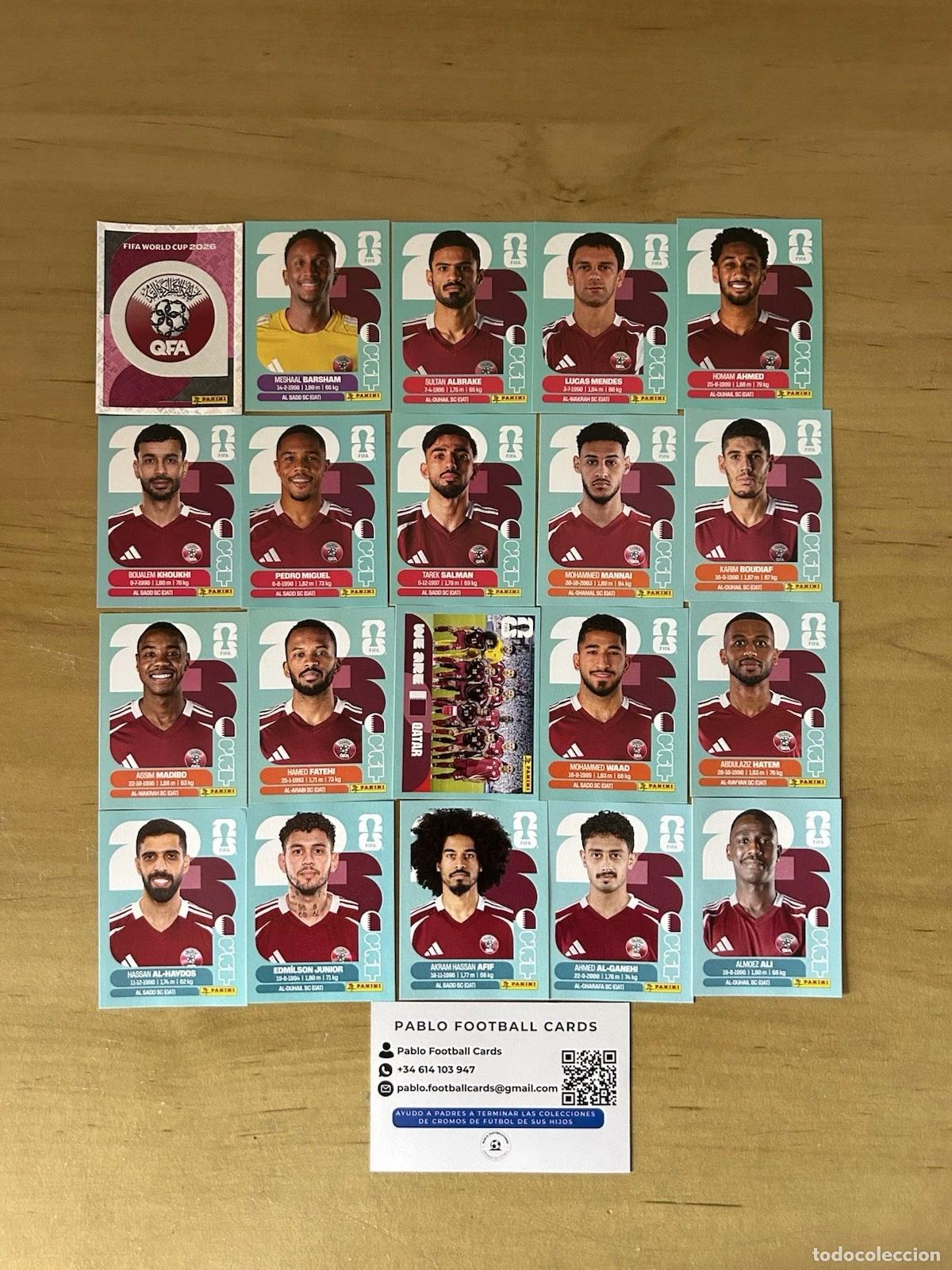 Cromos de f&uacute;tbol: Selecci&oacute;n Qatar Completa &ndash; 20 Stickers Panini FIFA World Cup 2026