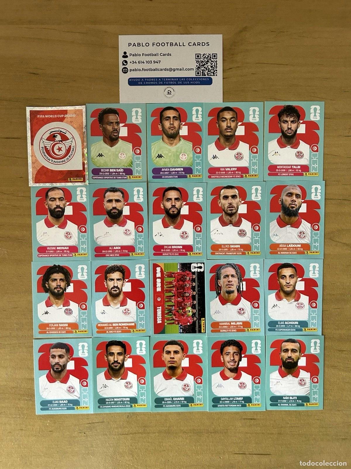 Cromos de f&uacute;tbol: Selecci&oacute;n T&uacute;nez Completa &ndash; 20 Stickers Panini FIFA World Cup 2026