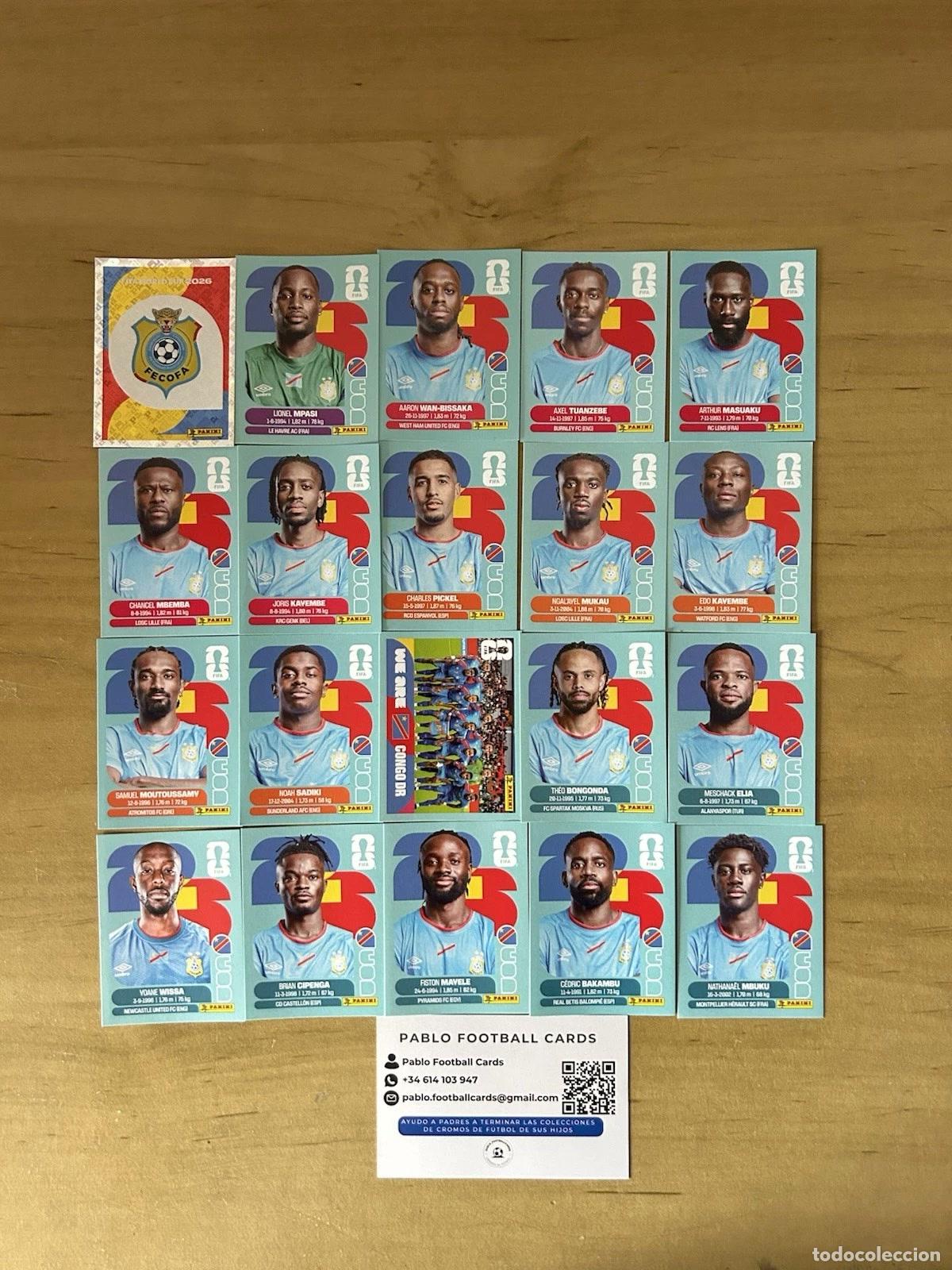 Cromos de f&uacute;tbol: Selecci&oacute;n Congo DR Completa &ndash; 20 Stickers Panini FIFA World Cup 2026