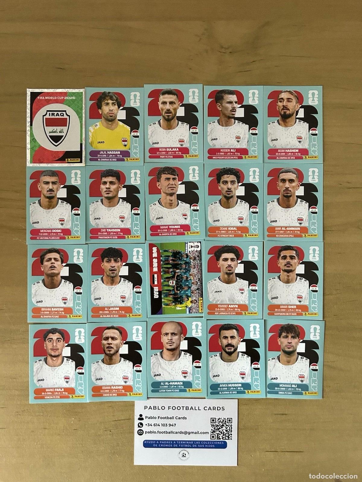 Cromos de f&uacute;tbol: Selecci&oacute;n Iraq Completa &ndash; 20 Stickers Panini FIFA World Cup 2026