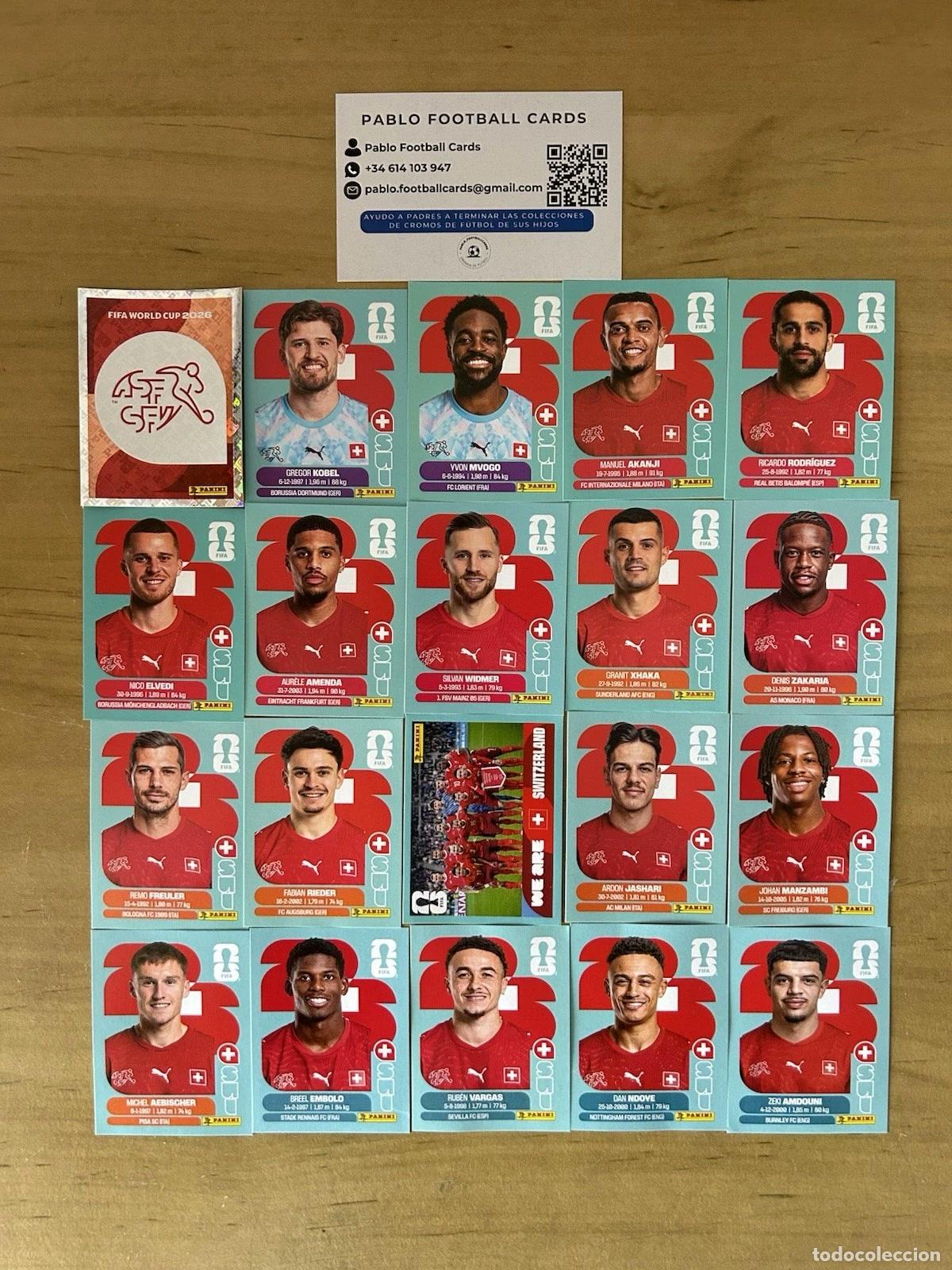 Cromos de Futebol: Selecci&oacute;n Suiza Completa &ndash; 20 Stickers Panini FIFA World Cup 2026