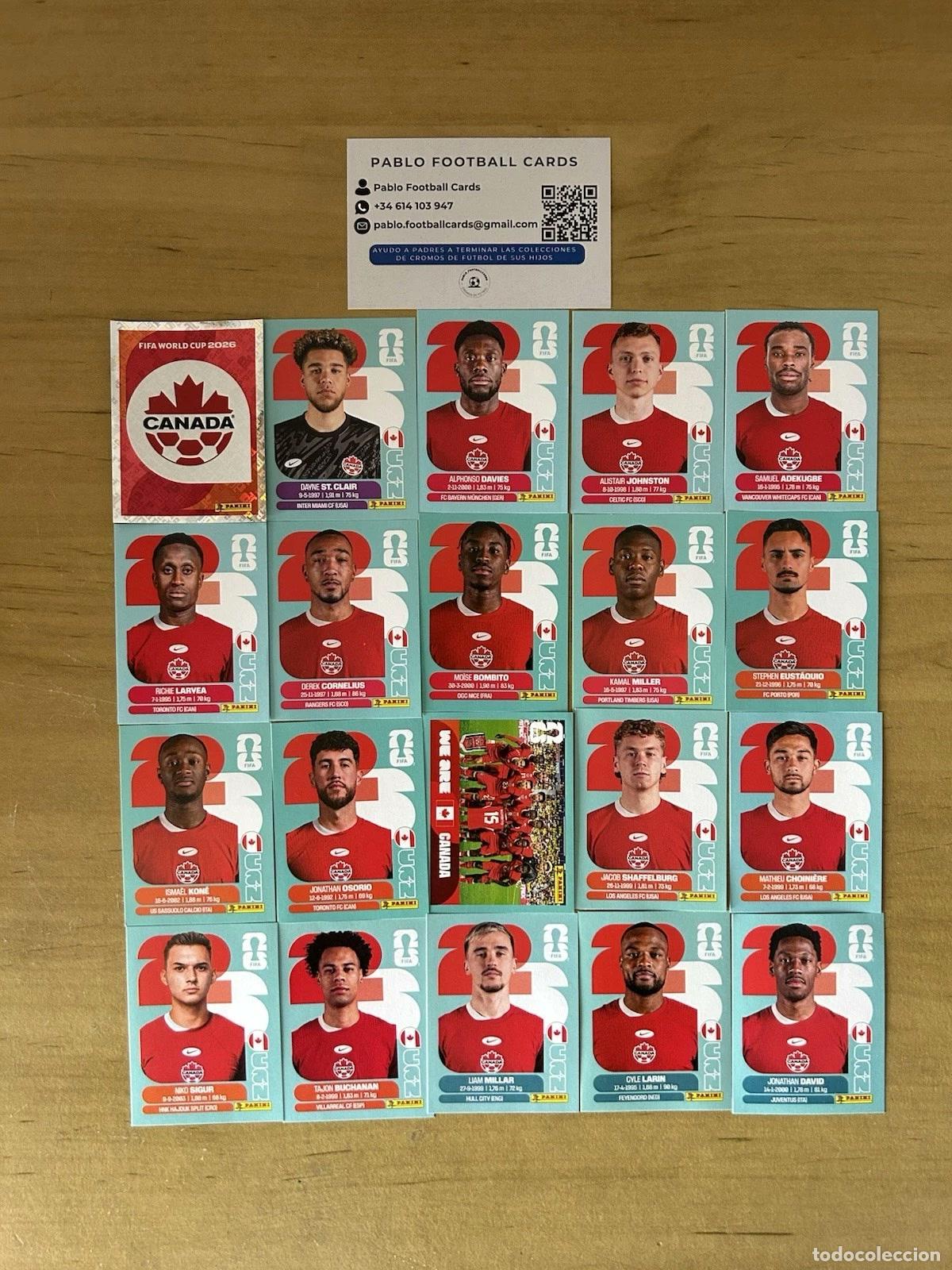 Cromos de Futebol: Selecci&oacute;n Canad&aacute; Completa &ndash; 20 Stickers Panini FIFA World Cup 2026