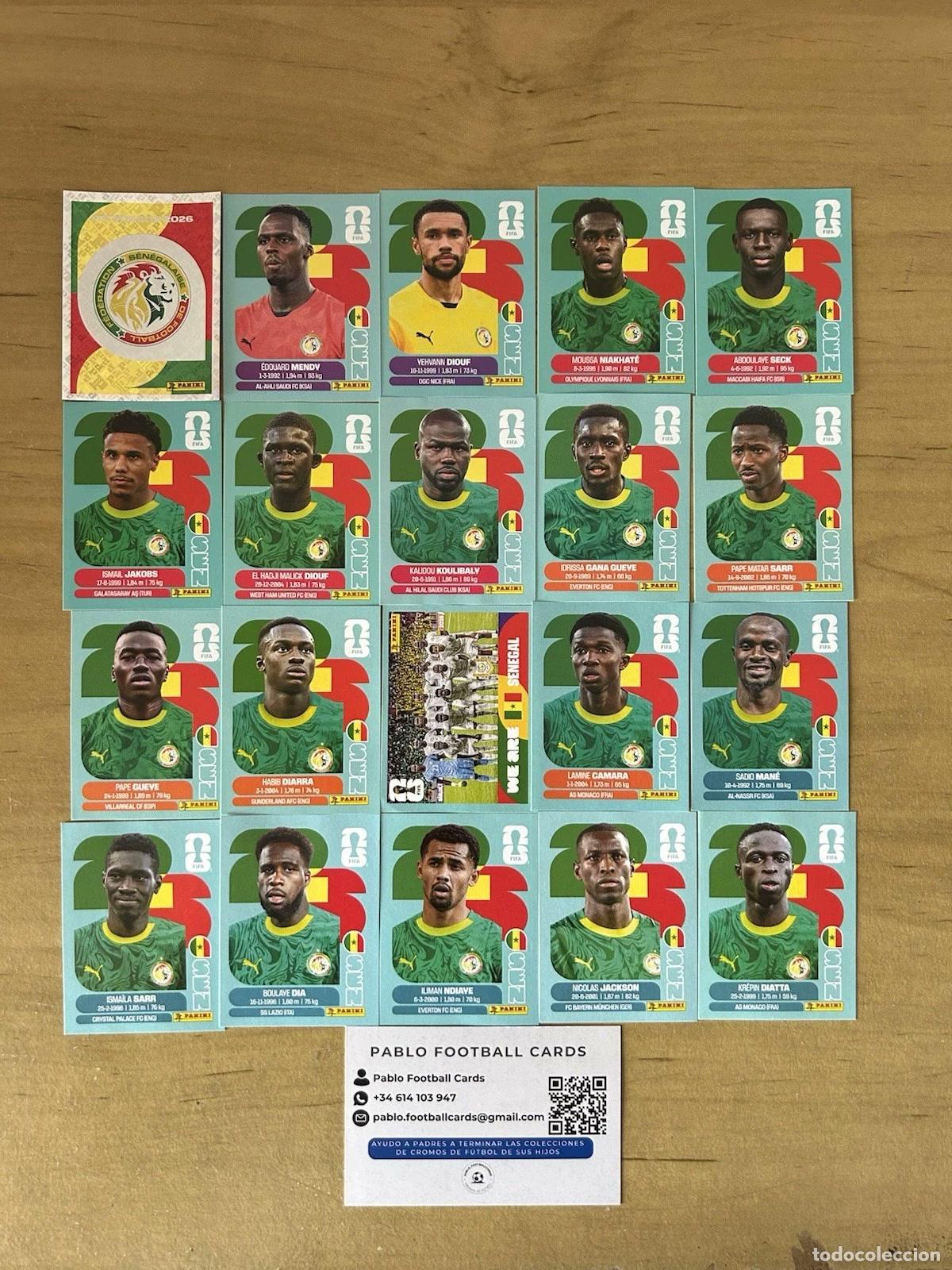 Cromos de Futebol: Selecci&oacute;n Senegal Completa &ndash; 20 Stickers Panini FIFA World Cup 2026