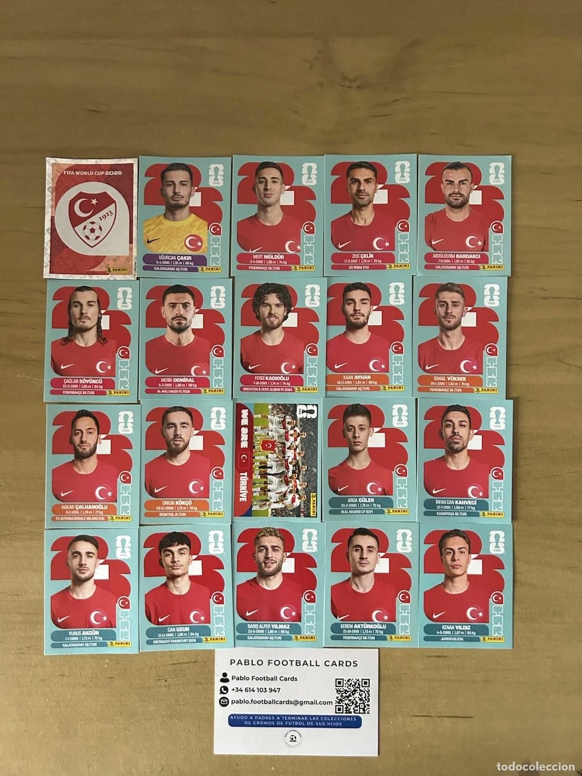 Cromos de Futebol: Selecci&oacute;n Turqu&iacute;a Completa &ndash; 20 Stickers Panini FIFA World Cup 2026