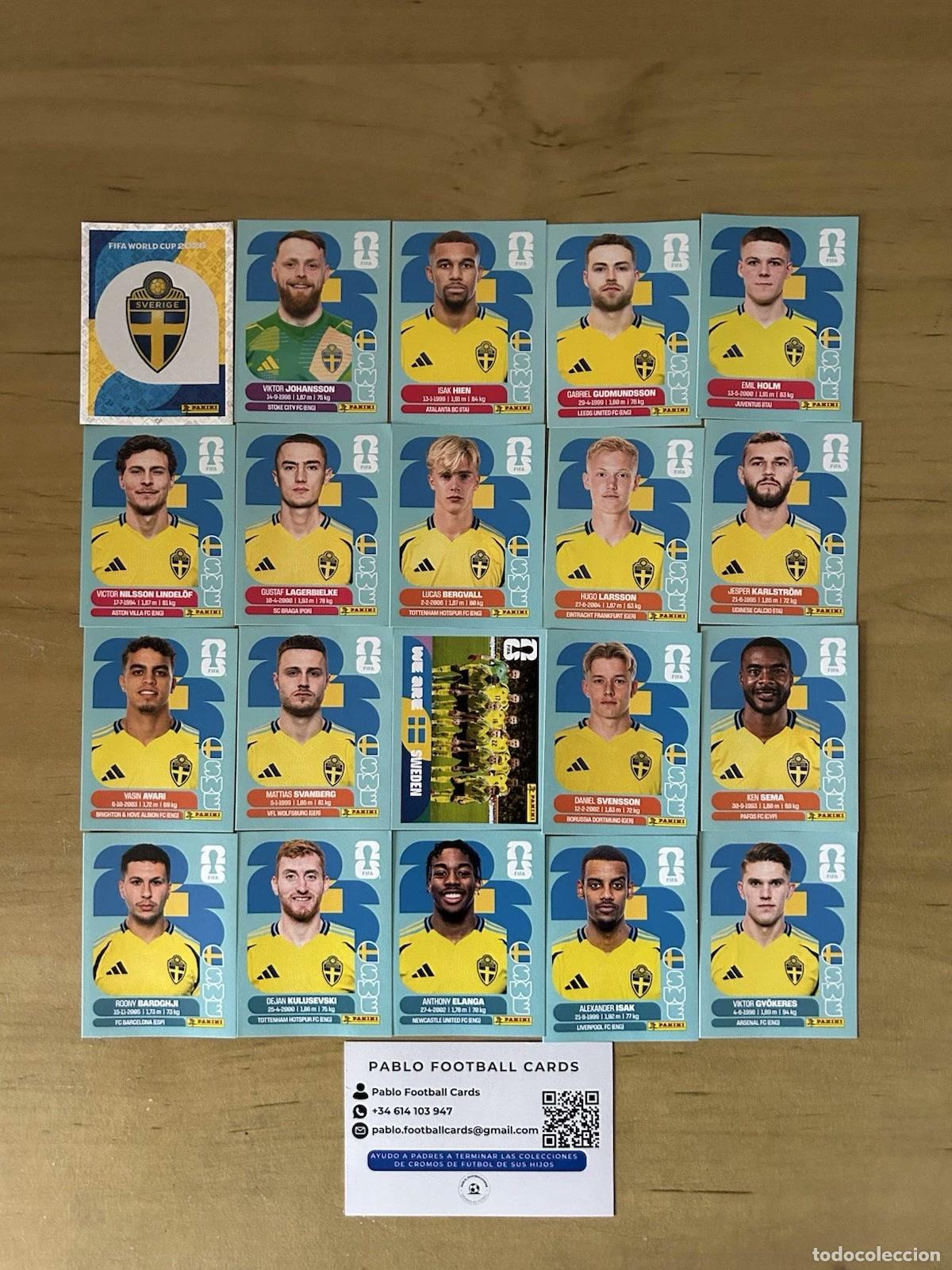 Cromos de Futebol: Selecci&oacute;n Suecia Completa &ndash; 20 Stickers Panini FIFA World Cup 2026