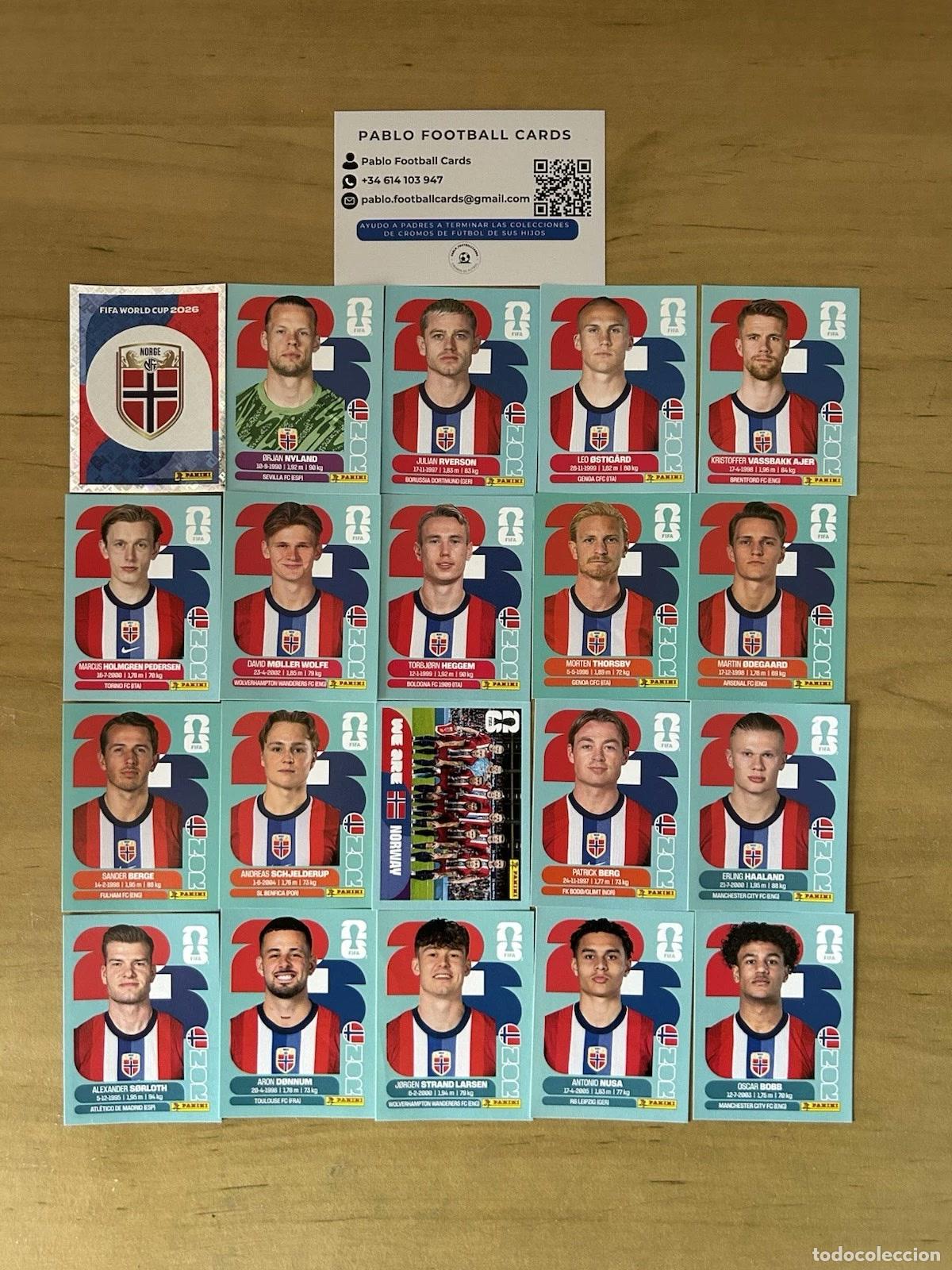 Cromos de f&uacute;tbol: Selecci&oacute;n Noruega Completa &ndash; 20 Stickers Panini FIFA World Cup 2026