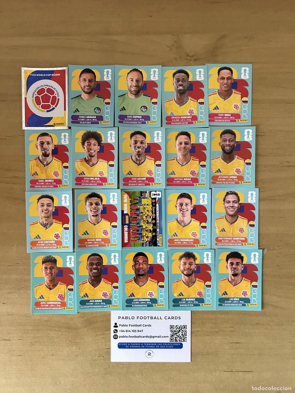 Cromos de f&uacute;tbol: Selecci&oacute;n Colombia Completa &ndash; 20 Stickers Panini FIFA World Cup 2026