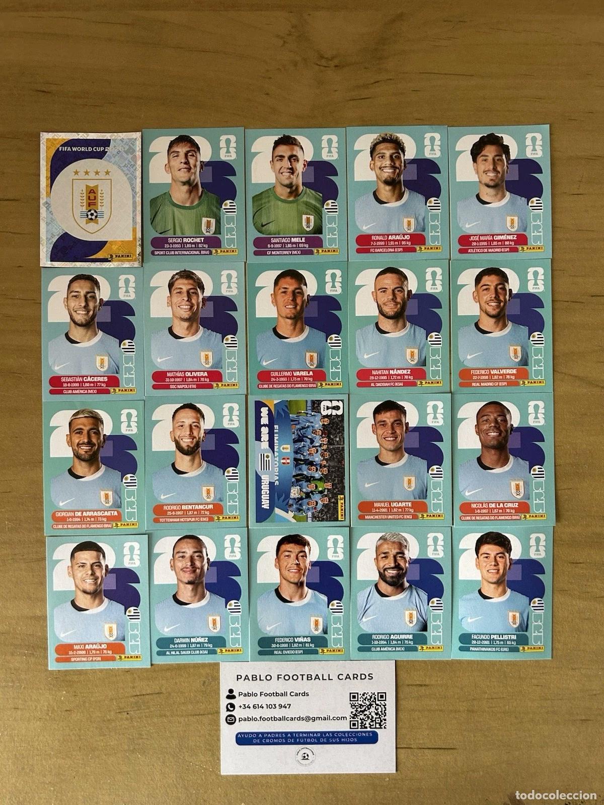 Cromos de f&uacute;tbol: Selecci&oacute;n Uruguay Completa &ndash; 20 Stickers Panini FIFA World Cup 2026