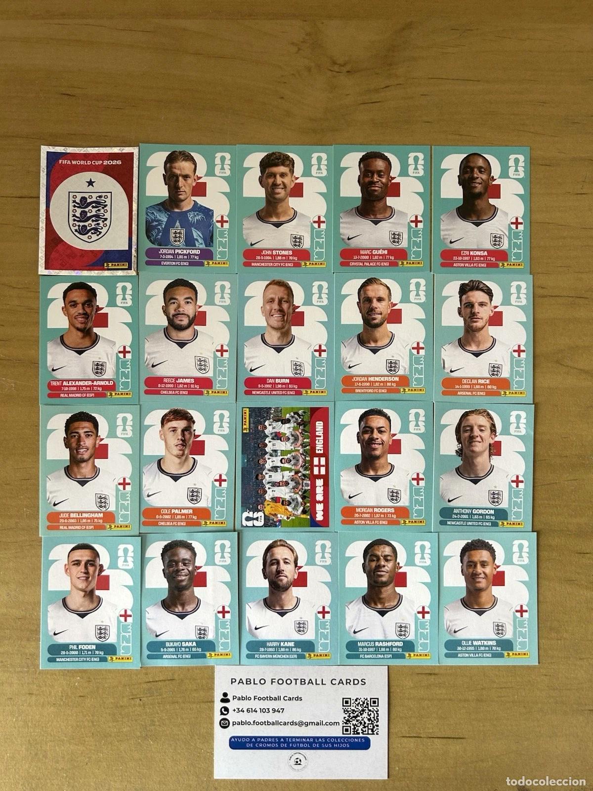 Cromos de f&uacute;tbol: Selecci&oacute;n Inglaterra Completa &ndash; 20 Stickers Panini FIFA World Cup 2026