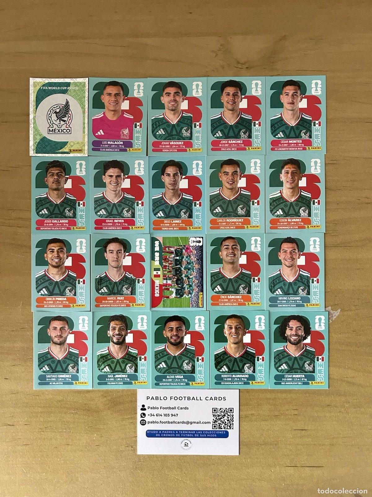 Cromos de f&uacute;tbol: Selecci&oacute;n M&eacute;xico Completa &ndash; 20 Stickers Panini FIFA World Cup 2026