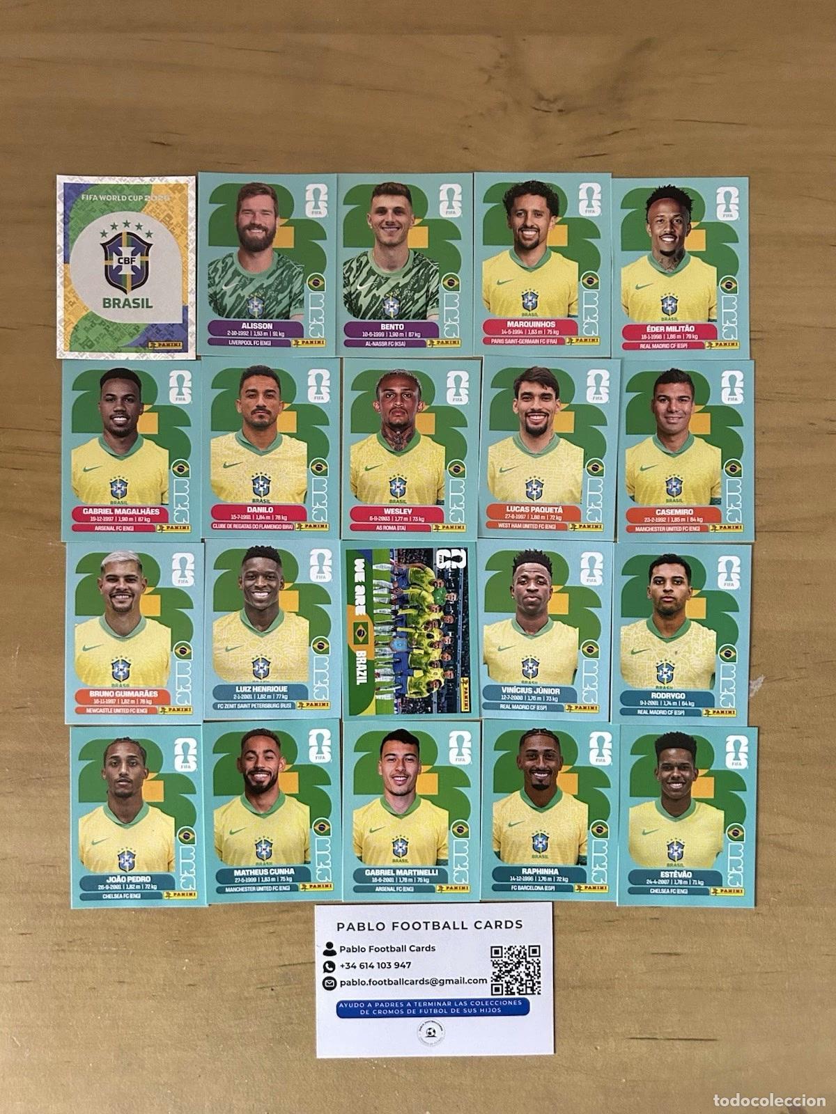 Cromos de f&uacute;tbol: Selecci&oacute;n Brasil Completa &ndash; 20 Stickers Panini FIFA World Cup 2026
