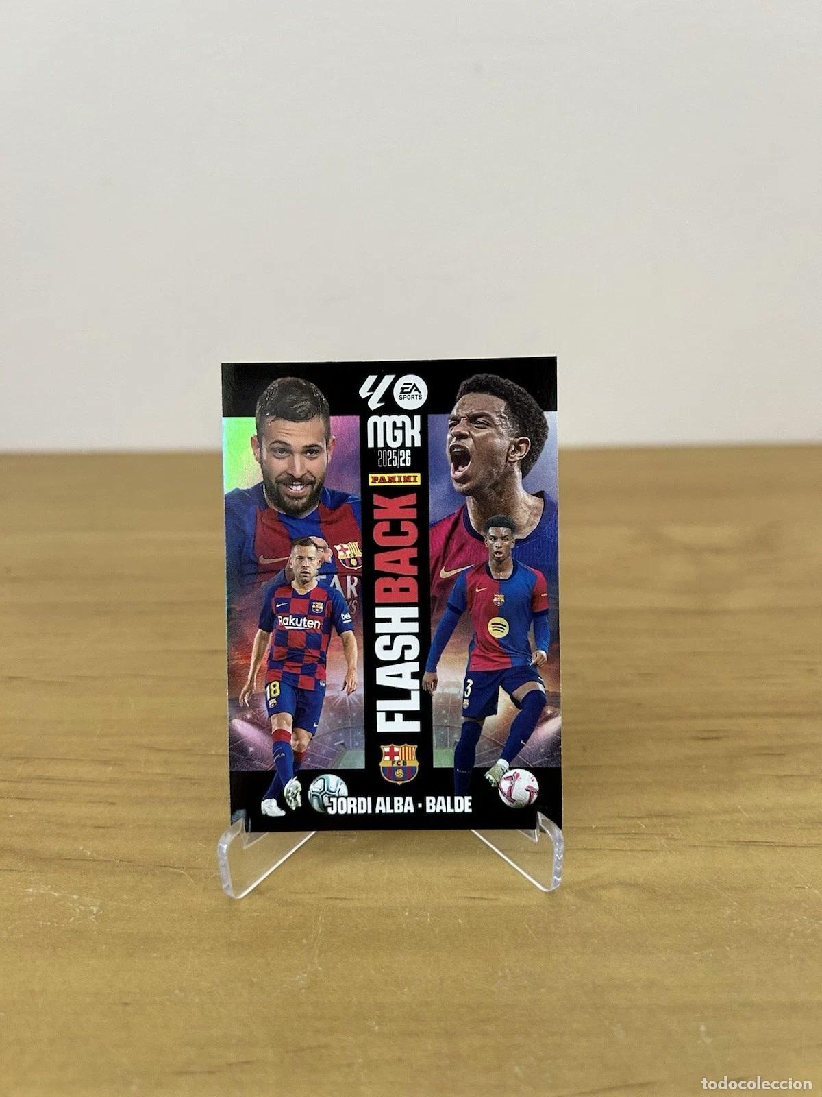 Cromos de f&uacute;tbol: Jordi Alba &ndash; Balde Flashback FC Barcelona &ndash; Megacracks LaLiga 2025-26 Panini