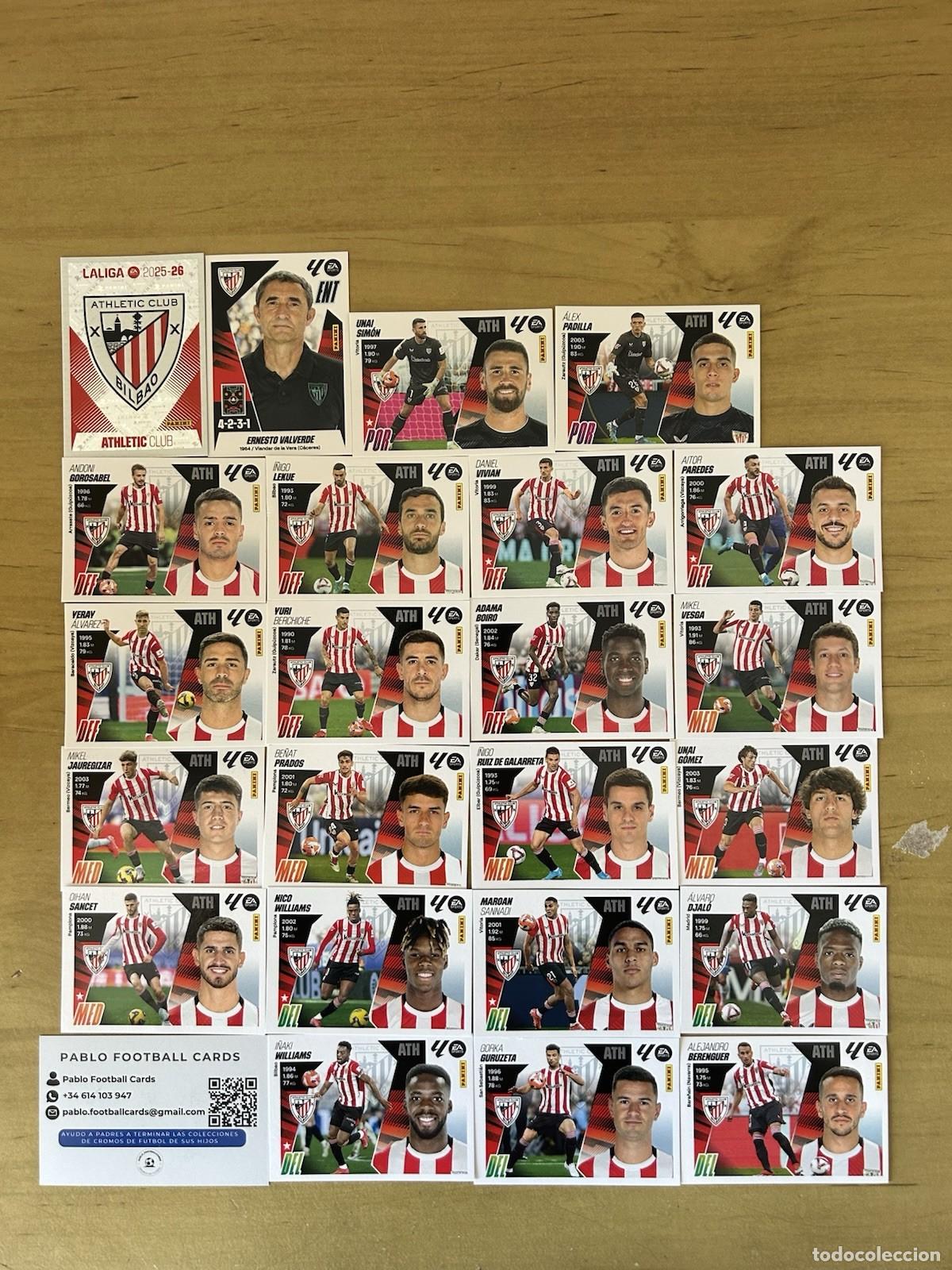 Cromos de f&uacute;tbol: Athletic Club Bilbao Equipo Completo 23 Stickers &ndash; LaLiga Este 2025-26 Panini