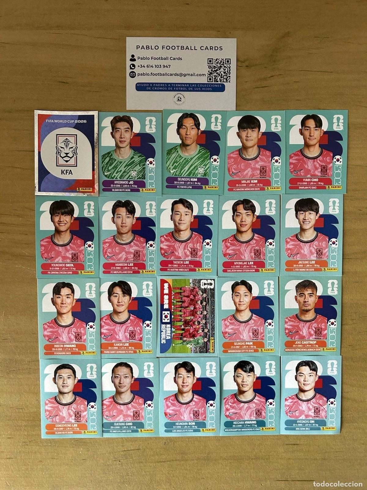 Cromos de f&uacute;tbol: Selecci&oacute;n Corea del Sur Completa &ndash; 20 Stickers Panini FIFA World Cup 2026
