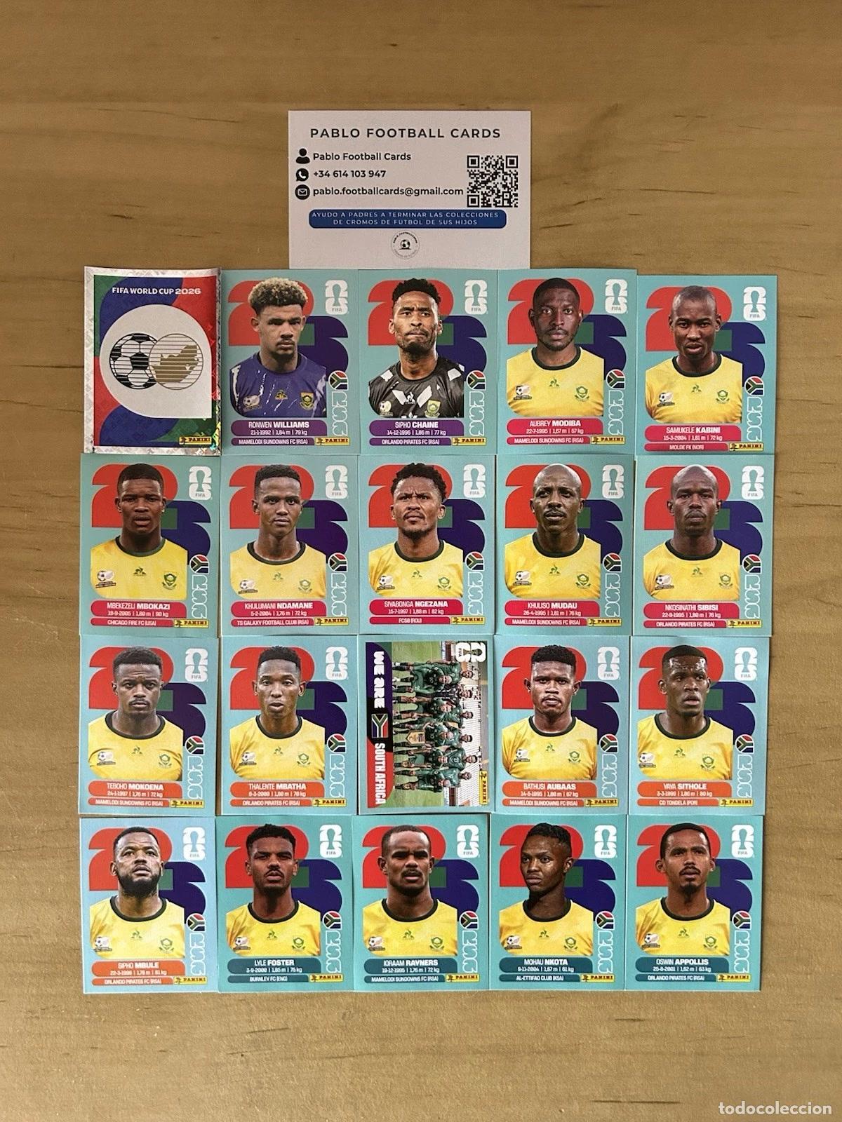 Cromos de f&uacute;tbol: Selecci&oacute;n Sud&aacute;frica Completa &ndash; 20 Stickers Panini FIFA World Cup 2026