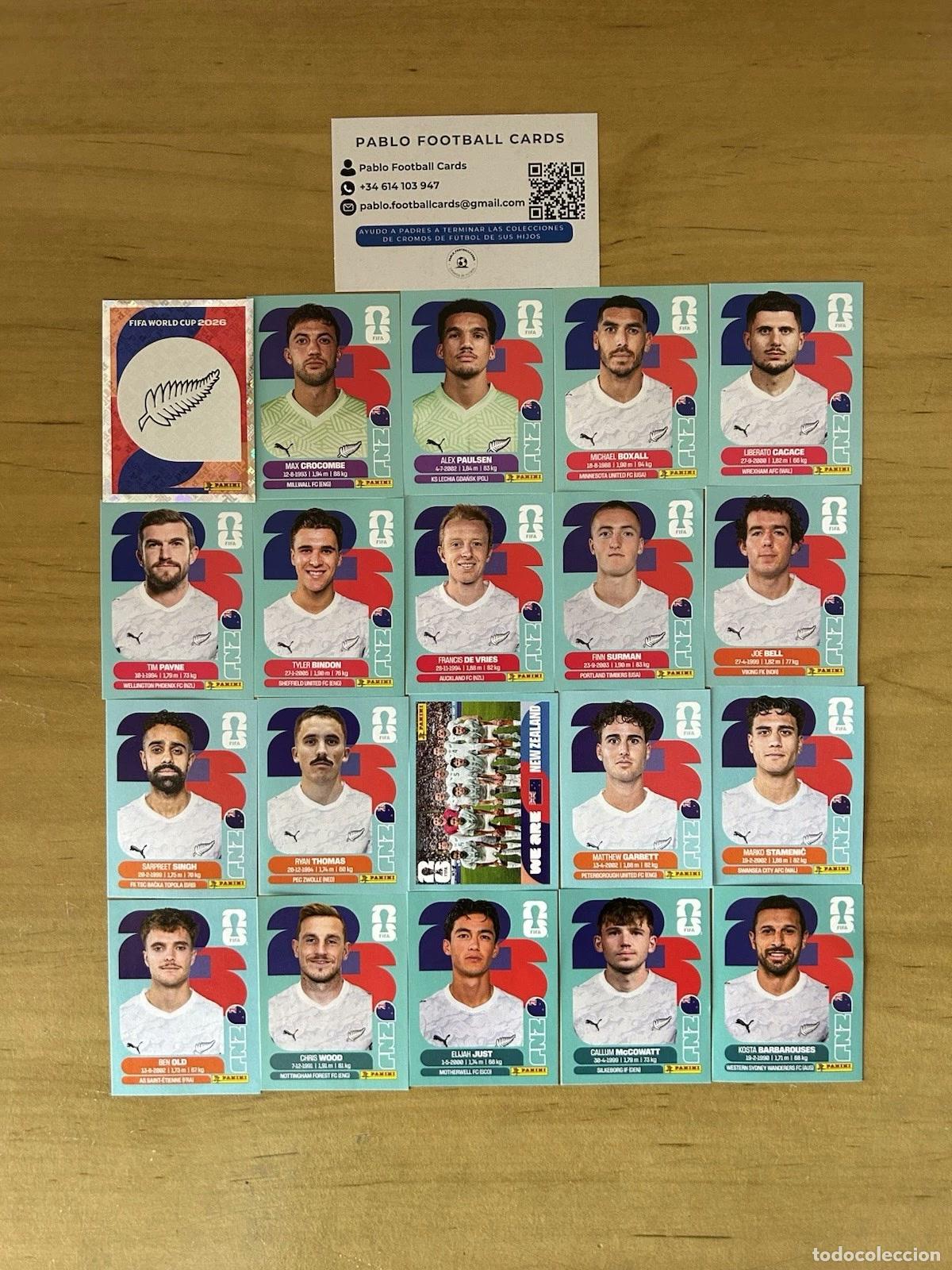 Cromos de f&uacute;tbol: Selecci&oacute;n Nueva Zelanda Completa &ndash; 20 Stickers Panini FIFA World Cup 2026