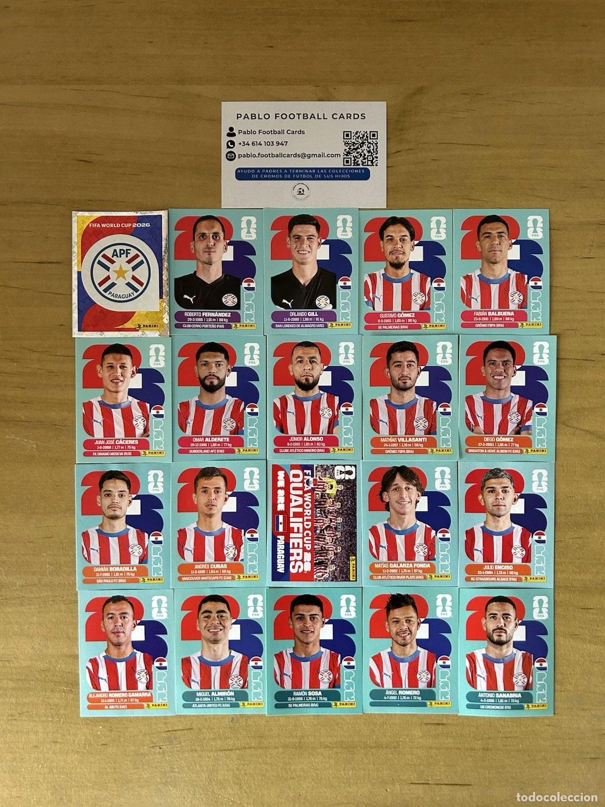 Cromos de f&uacute;tbol: Selecci&oacute;n Paraguay Completa &ndash; 20 Stickers Panini FIFA World Cup 2026