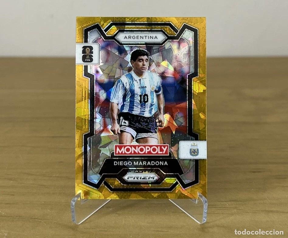 Cartes &agrave; collectionner de Football: Diego Maradona Gold Cracked Ice &ndash; Panini Prizm Monopoly FIFA World Cup 2026