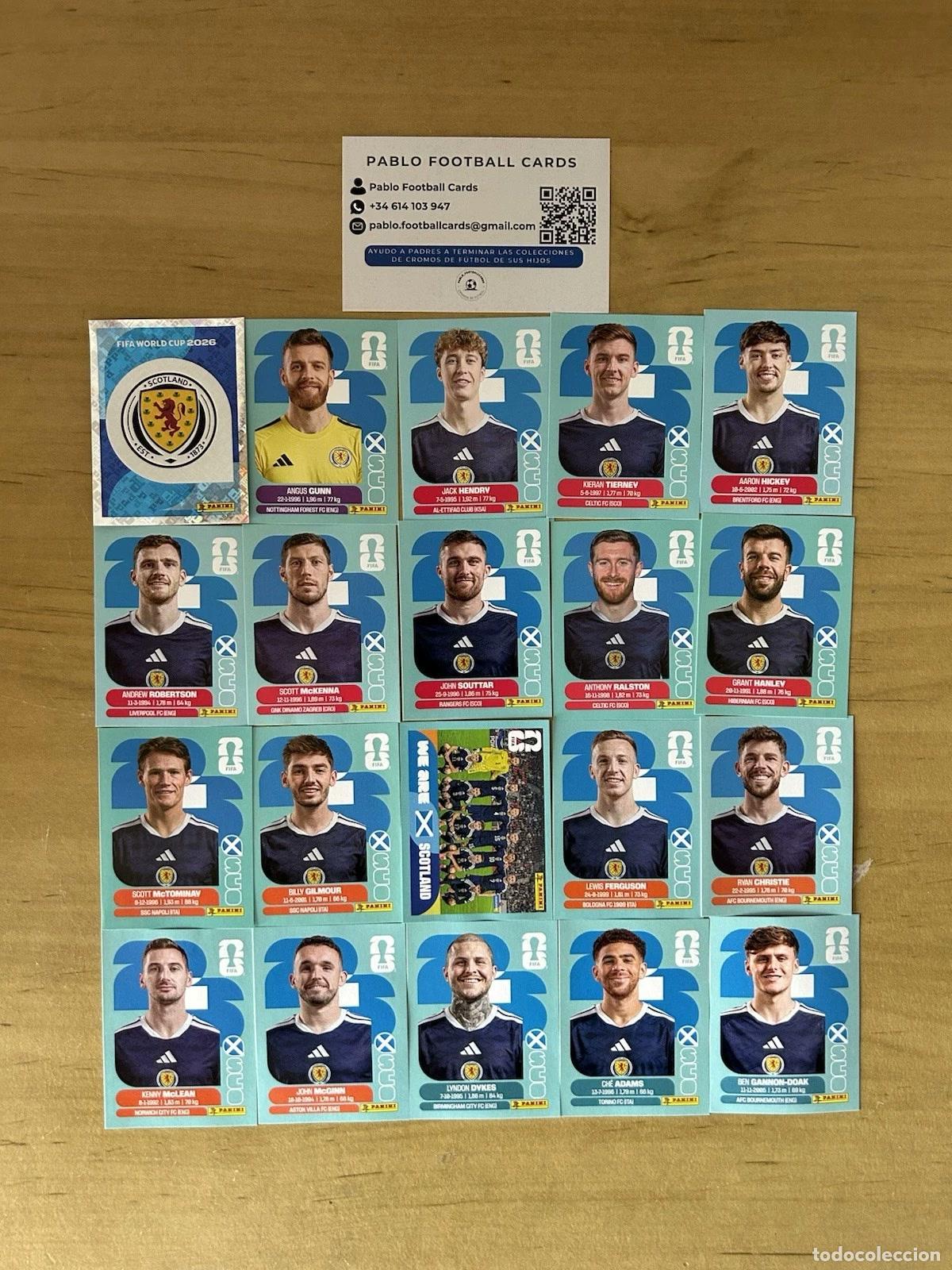 Cromos de f&uacute;tbol: Selecci&oacute;n Escocia Completa &ndash; 20 Stickers Panini FIFA World Cup 2026