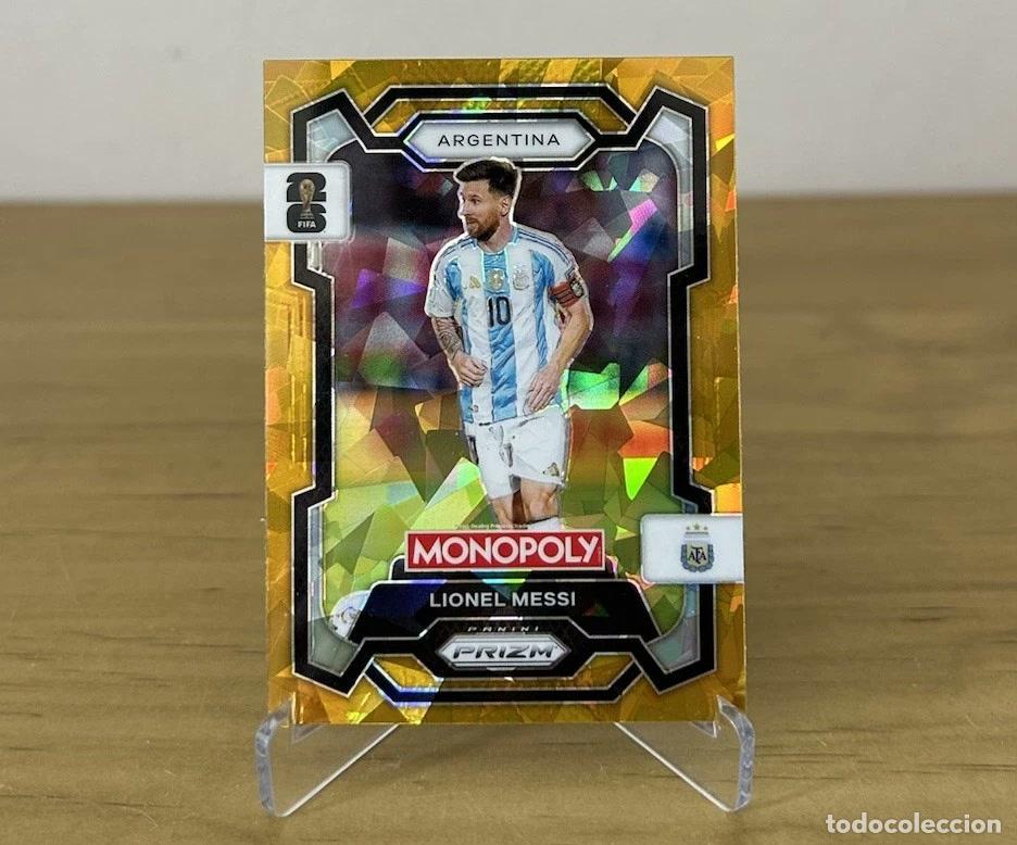 Cromos de f&uacute;tbol: Lionel Messi Gold Cracked Ice &ndash; Panini Prizm Monopoly FIFA World Cup 2026