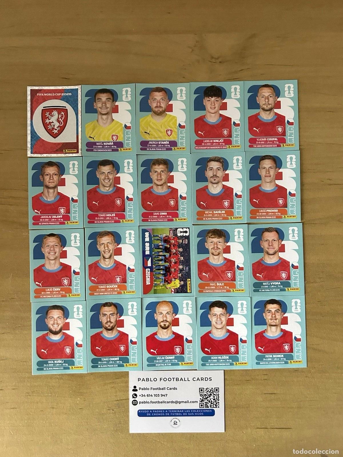 Cromos de f&uacute;tbol: Selecci&oacute;n Chequia Completa &ndash; 20 Stickers Panini FIFA World Cup 2026