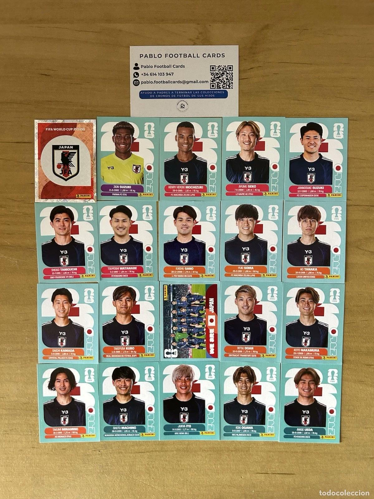 Cromos de f&uacute;tbol: Selecci&oacute;n Jap&oacute;n Completa &ndash; 20 Stickers Panini FIFA World Cup 2026