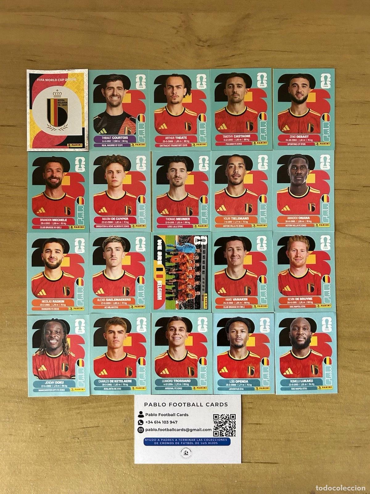 Cromos de f&uacute;tbol: Selecci&oacute;n B&eacute;lgica Completa &ndash; 20 Stickers Panini FIFA World Cup 2026
