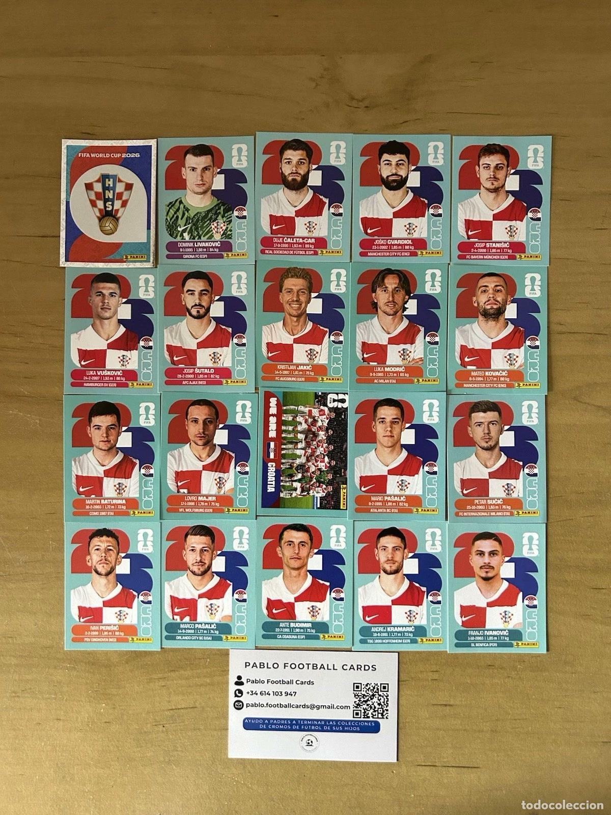 Cromos de f&uacute;tbol: Selecci&oacute;n Croacia Completa &ndash; 20 Stickers Panini FIFA World Cup 2026