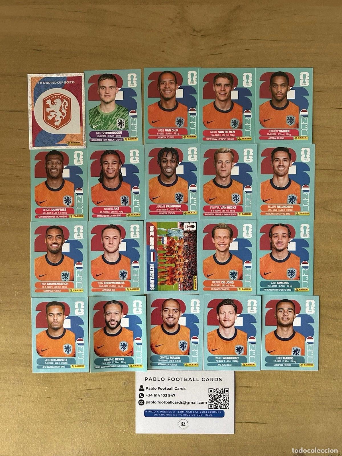 Cromos de f&uacute;tbol: Selecci&oacute;n Pa&iacute;ses Bajos Completa &ndash; 20 Stickers Panini FIFA World Cup 2026