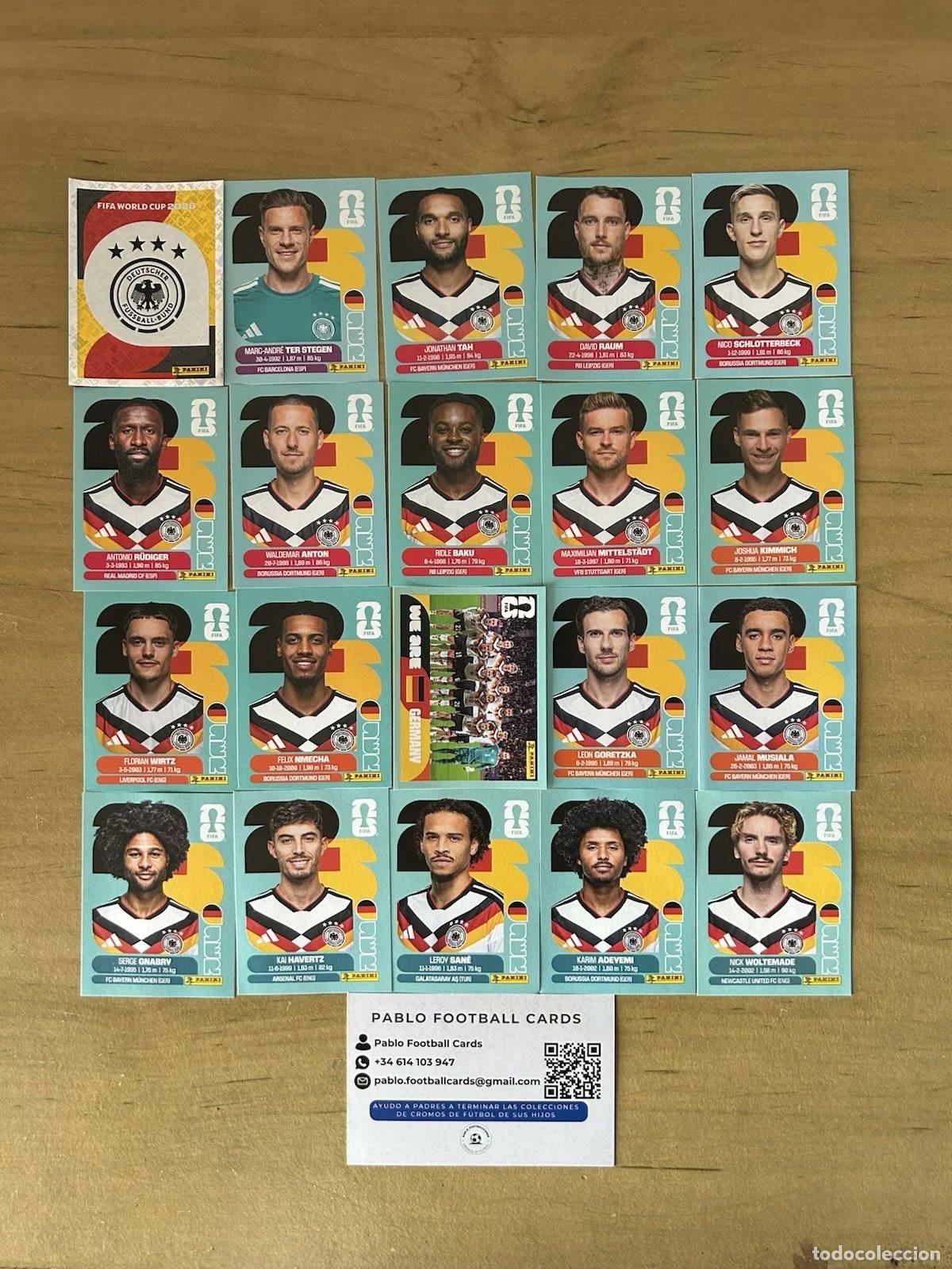 Cromos de f&uacute;tbol: Selecci&oacute;n Alemania Completa &ndash; 20 Stickers Panini FIFA World Cup 2026