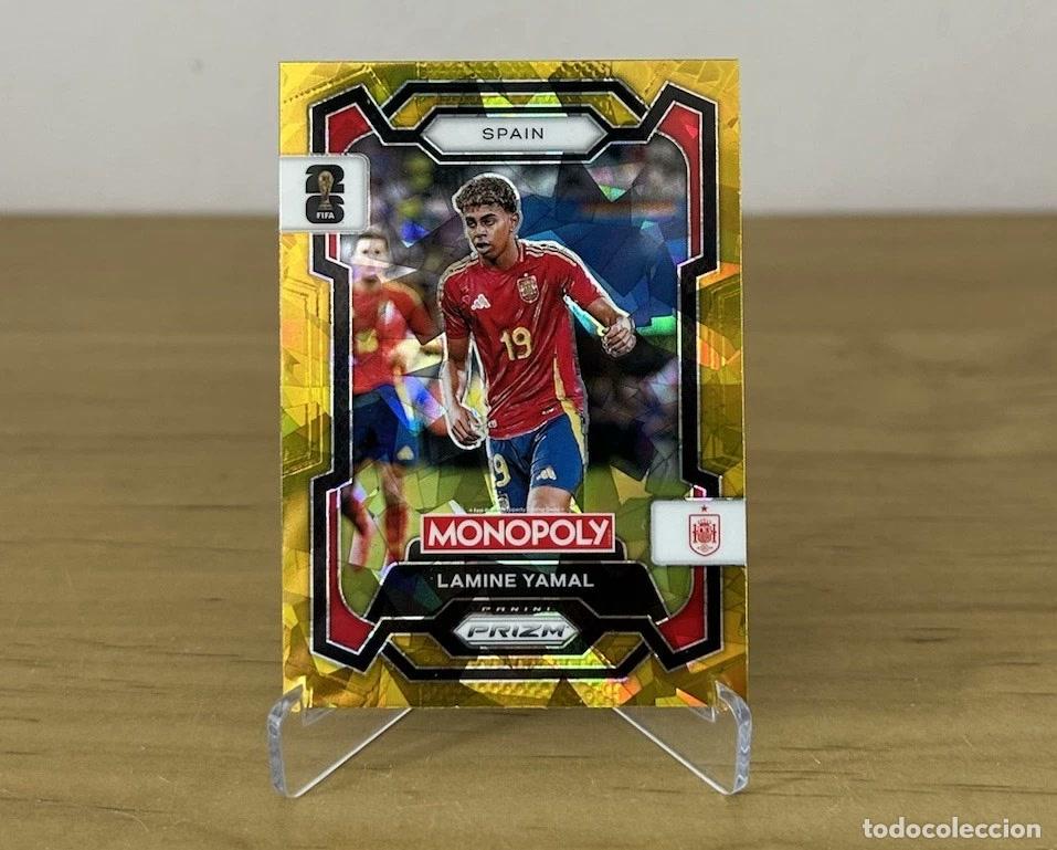 Cromos de f&uacute;tbol: Lamine Yamal Gold Cracked Ice &ndash; Panini Prizm Monopoly FIFA World Cup 2026