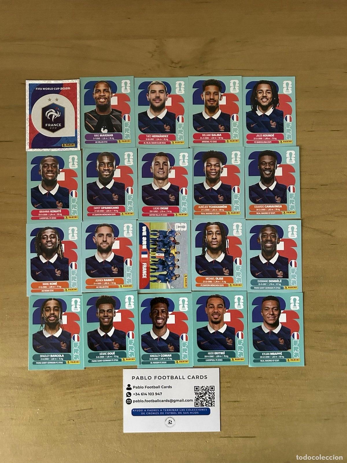 Cromos de f&uacute;tbol: Selecci&oacute;n Francia Completa &ndash; 20 Stickers Panini FIFA World Cup 2026