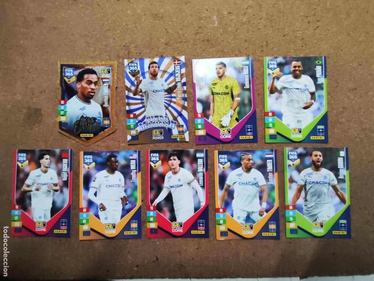 Cromos de f&uacute;tbol: ADRENALYN XL FIFA 365 2027 LOTE DE 9 CARTAS DEL MARSELLA CON ESPECIALES , # PANINI