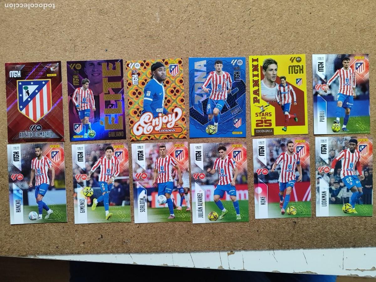 Cromos de f&uacute;tbol: MEGACRACKS 26/27 CLOTE DE 12 CARTAS DEL AT.MADRID CON ESPECIALES # PANINI