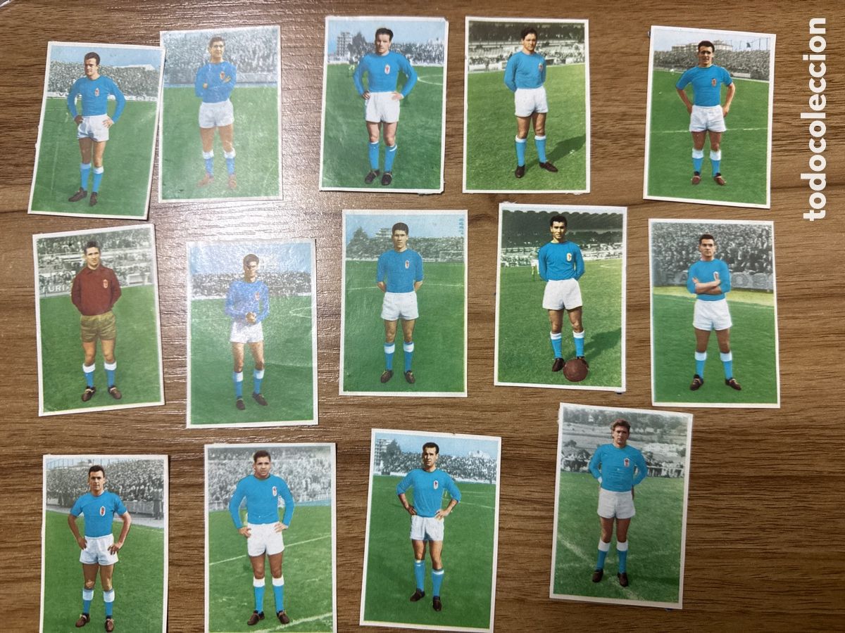 Cromos de f&uacute;tbol: 1961 REAL OVIEDO LOTE DE 14 CROMOS DESPEGADOS BARCICRON