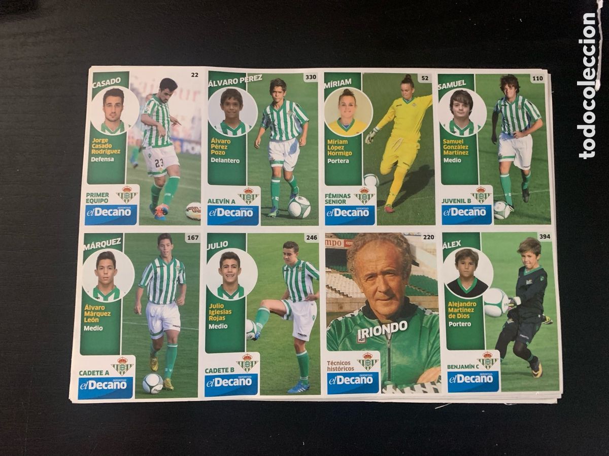 Cromos de f&uacute;tbol: Lamina cromos BETISBOOK