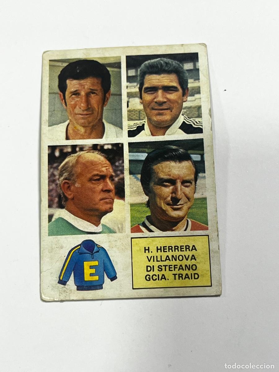 Cromos de f&uacute;tbol: CROMO. LIGA ESTE. 82/83. ENTRENADORES. H.HERRERA. VILLANOVA. DI STEFANO. GCIA. TRAID. NUEVO.