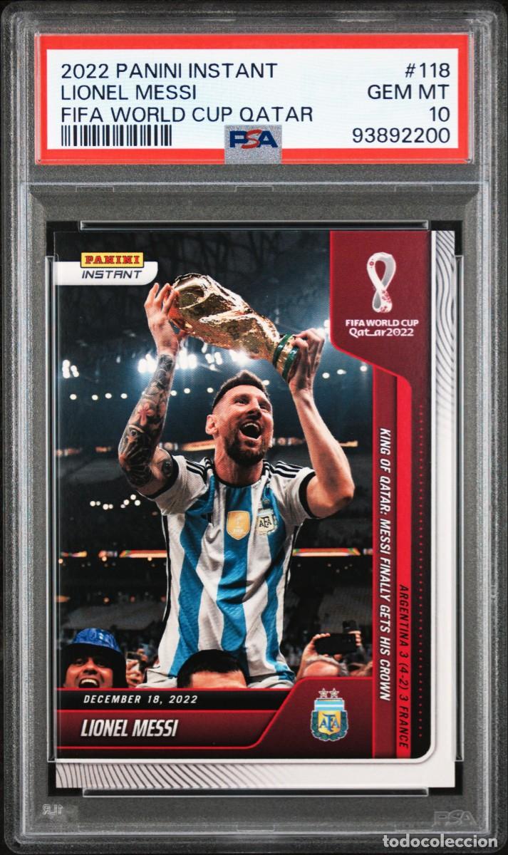 Cromos de f&uacute;tbol: Lionel Messi #118 Argentina Panini Instant Fifa World Cup Qatar 2022 PSA 10