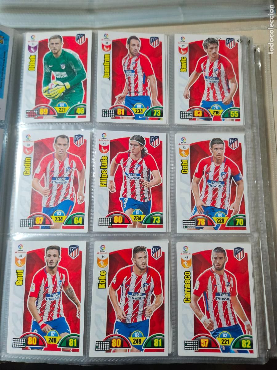 Cromos de f&uacute;tbol: ADRENALYN 2017 2018 ATLETICO DE MADRID - EQUIPO COMPLETO BASICOS - 18 FICHAS CROMOS - 17 18