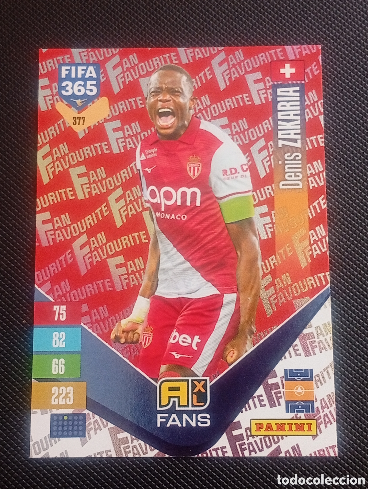 Cromos de f&uacute;tbol: 377 paralela red ZAKARIA MONACO SUIZA FIFA 365 ADRENALYN XL 2026 2027 26 27 CARDS PANINI TOPPS MILAN