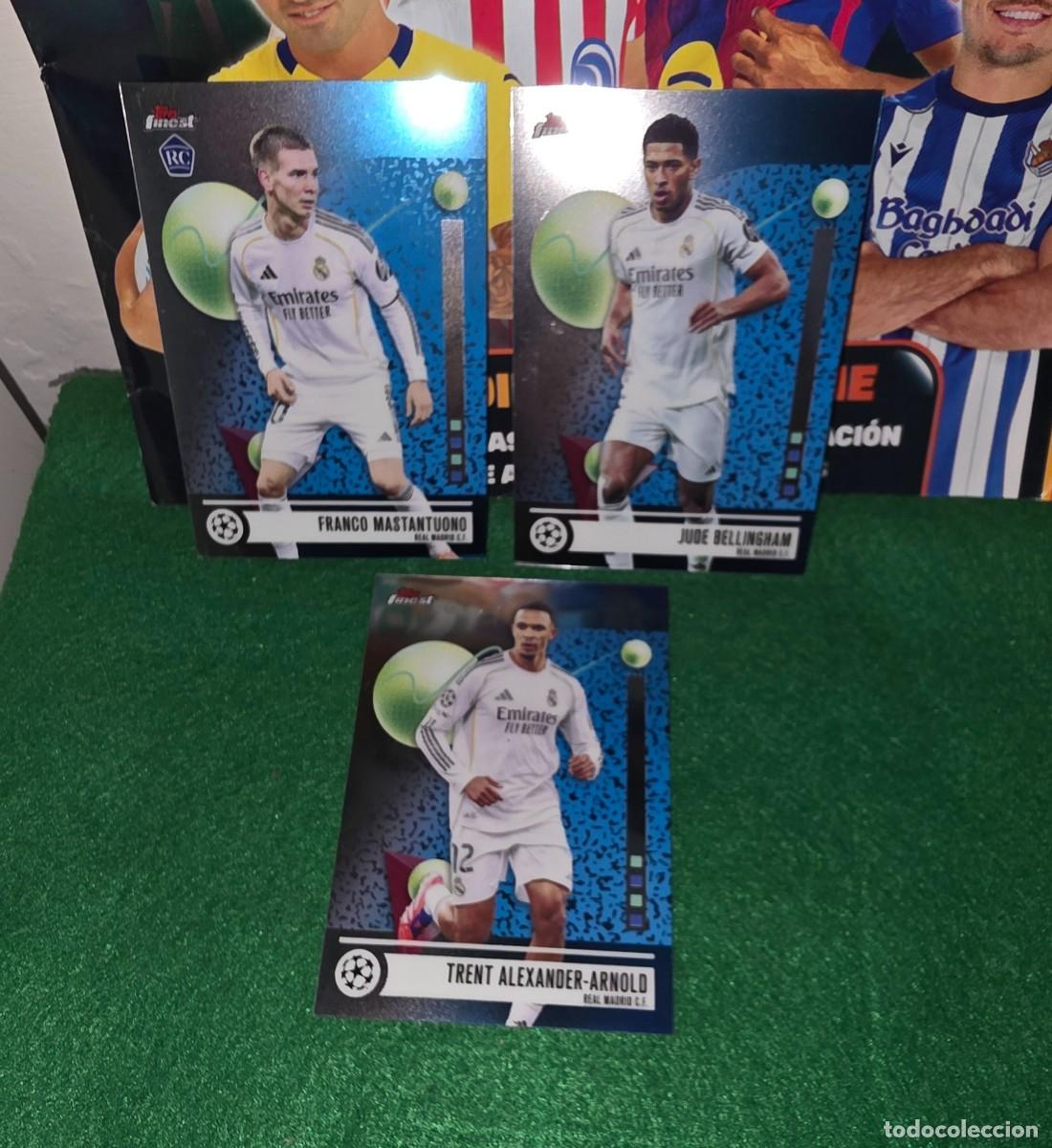 Cromos de f&uacute;tbol: TOPPS FINEST UCL 2026 LOTE DE 3 CARDS REAL MADRID MASTANTUONO ROOKIE BELLINGHAM TRENT 2026