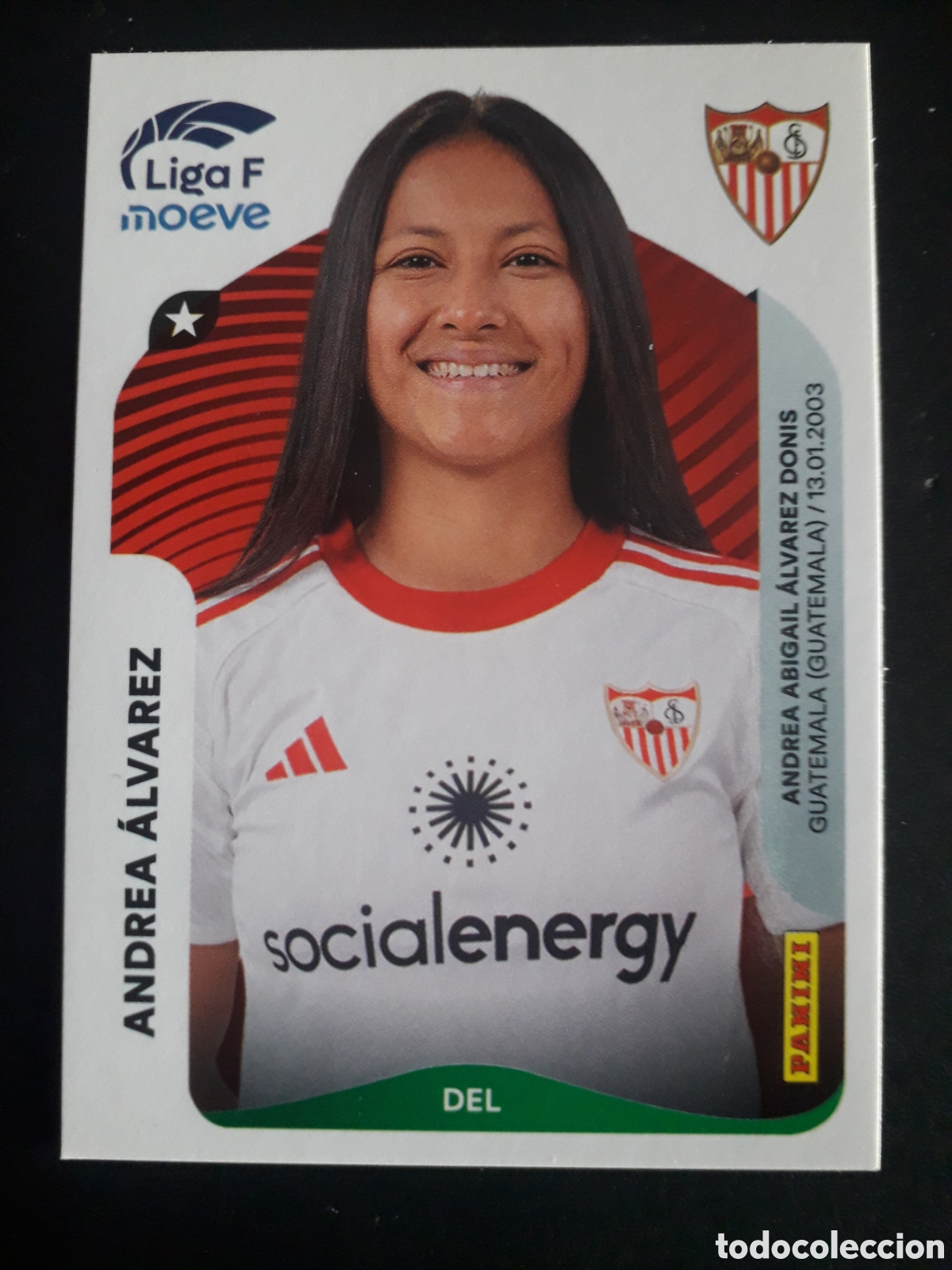 Cromos de f&uacute;tbol: ANDREA &Aacute;LVAREZ SEVILLA N&deg; 318 LIGA F FEMENINA 2025 2026 25 26 PANINI SIN PEGAR PEDIDO M&Iacute;NIMO 3&euro;.
