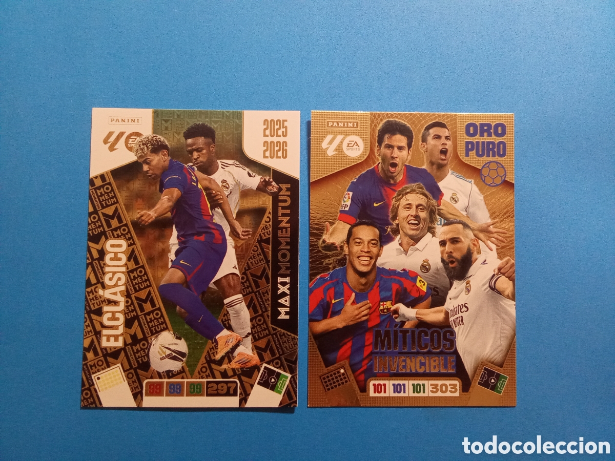 Cromos de f&uacute;tbol: LOTE M&Iacute;TICOS INVENCIBLE ORO PURO Y MOMENTUM CLASICO LAMINE YAMAL ADRENALYN 25-26