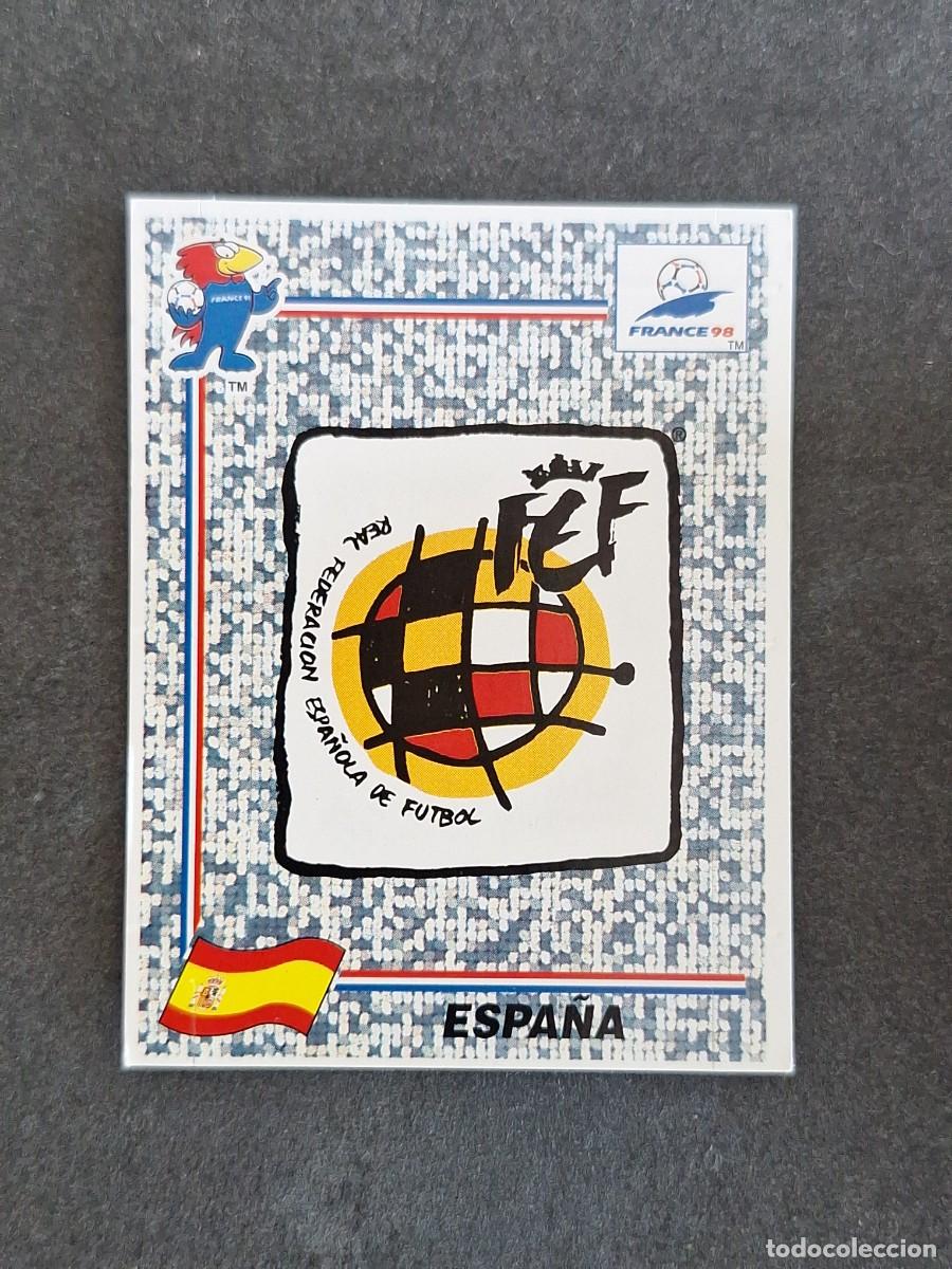 Cromos de f&uacute;tbol: L1 ESCUDO SELECCION ESPA&Ntilde;A 229 MUNDIAL FRANCIA 98 PANINI NUNCA PEGADO SIN PEGAR