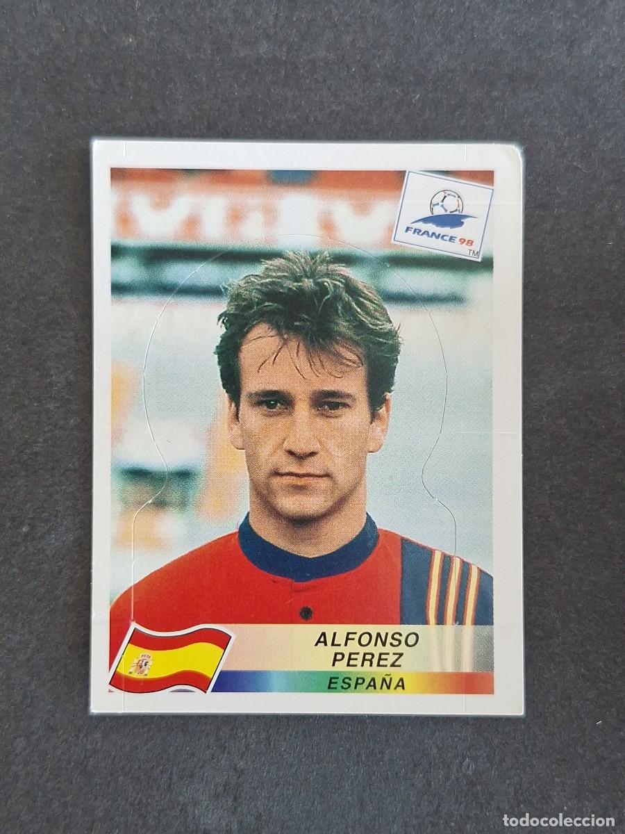 Cromos de f&uacute;tbol: L1 ALFONSO PEREZ SELECCION ESPA&Ntilde;A 244 MUNDIAL FRANCIA 98 PANINI NUNCA PEGADO SIN PEGAR