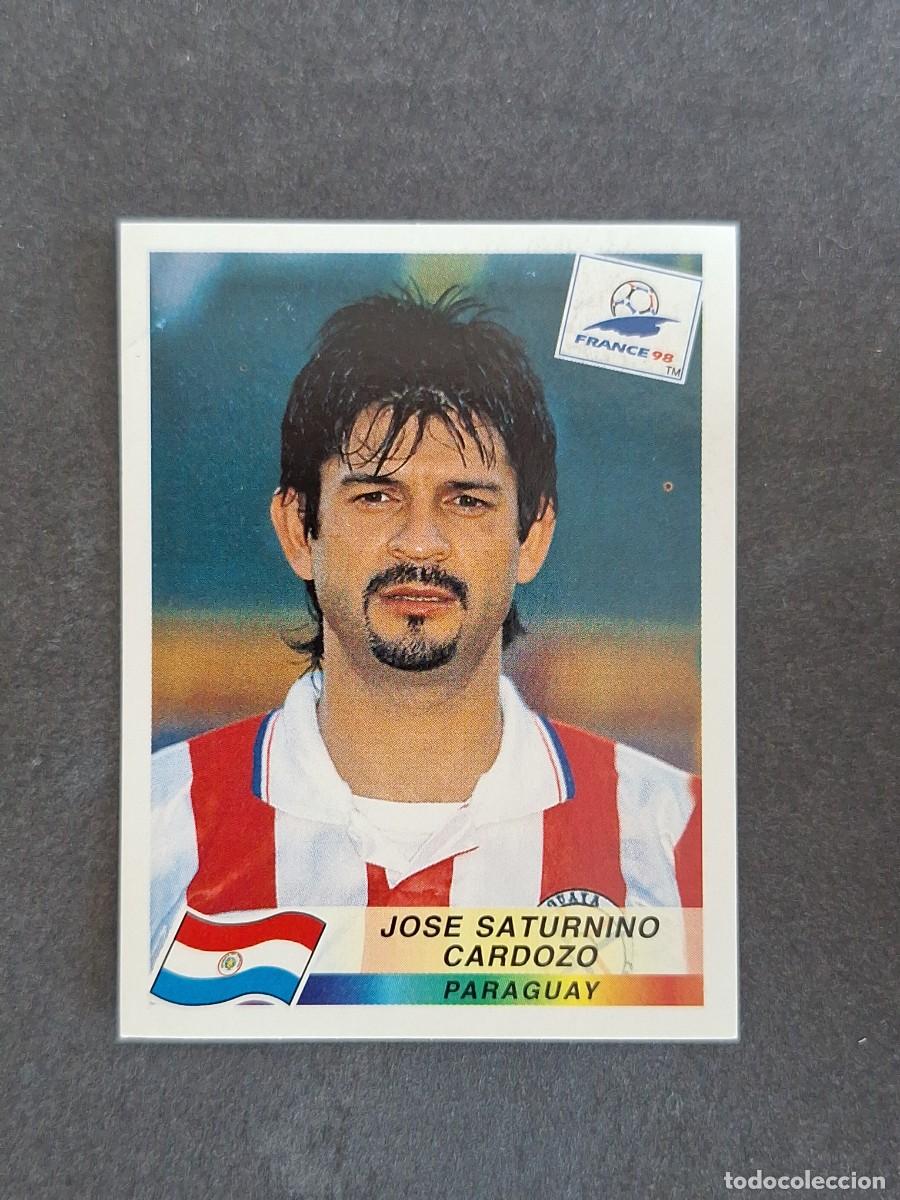 Cromos de f&uacute;tbol: L1 JOSE SATURNINO CARDOZO SELECCION PARAGUAY 279 MUNDIAL FRANCIA 98 PANINI NUNCA PEGADO SIN PEGAR