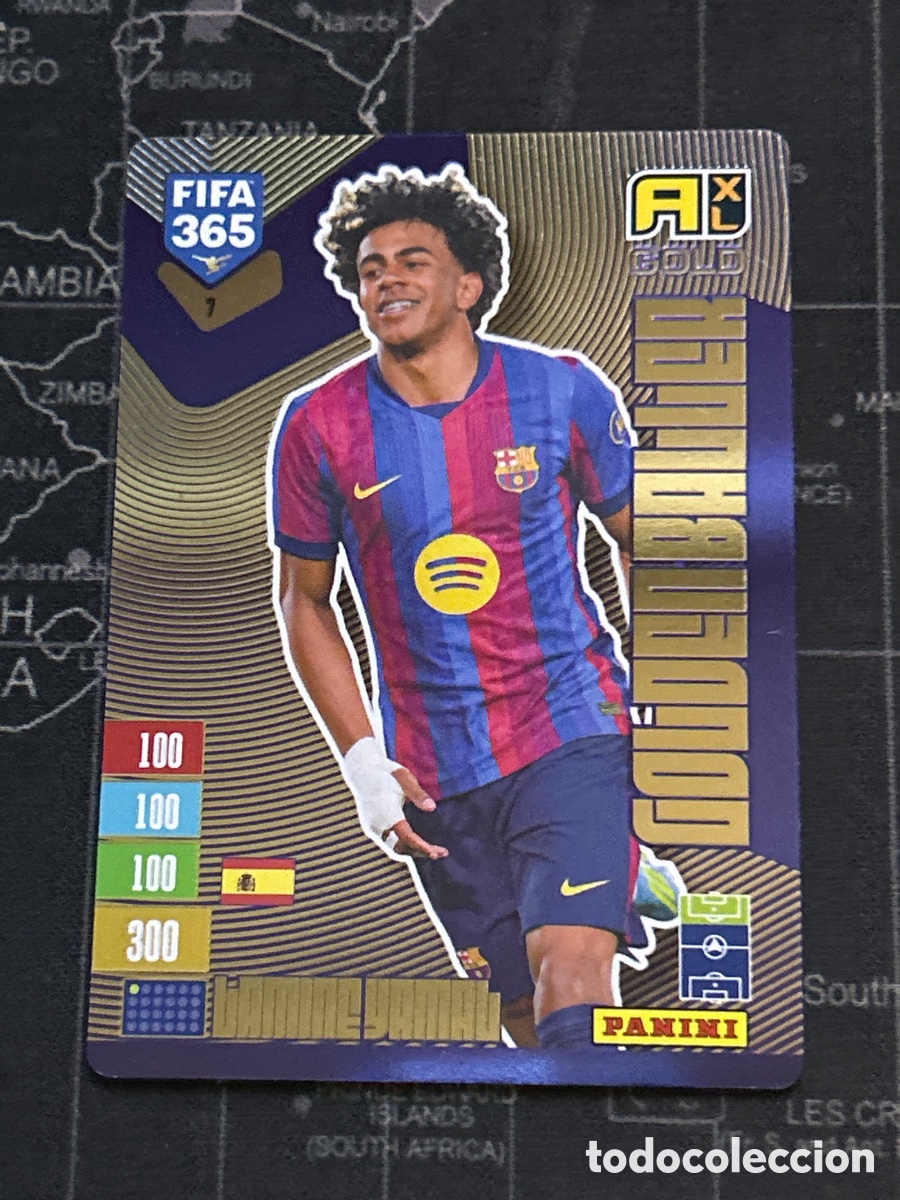 Cromos de f&uacute;tbol: 7 LAMINE YAMAL (BARCELONA) GOLDEN BALLER PANINI ADRENALYN XL FIFA 365 2027 27